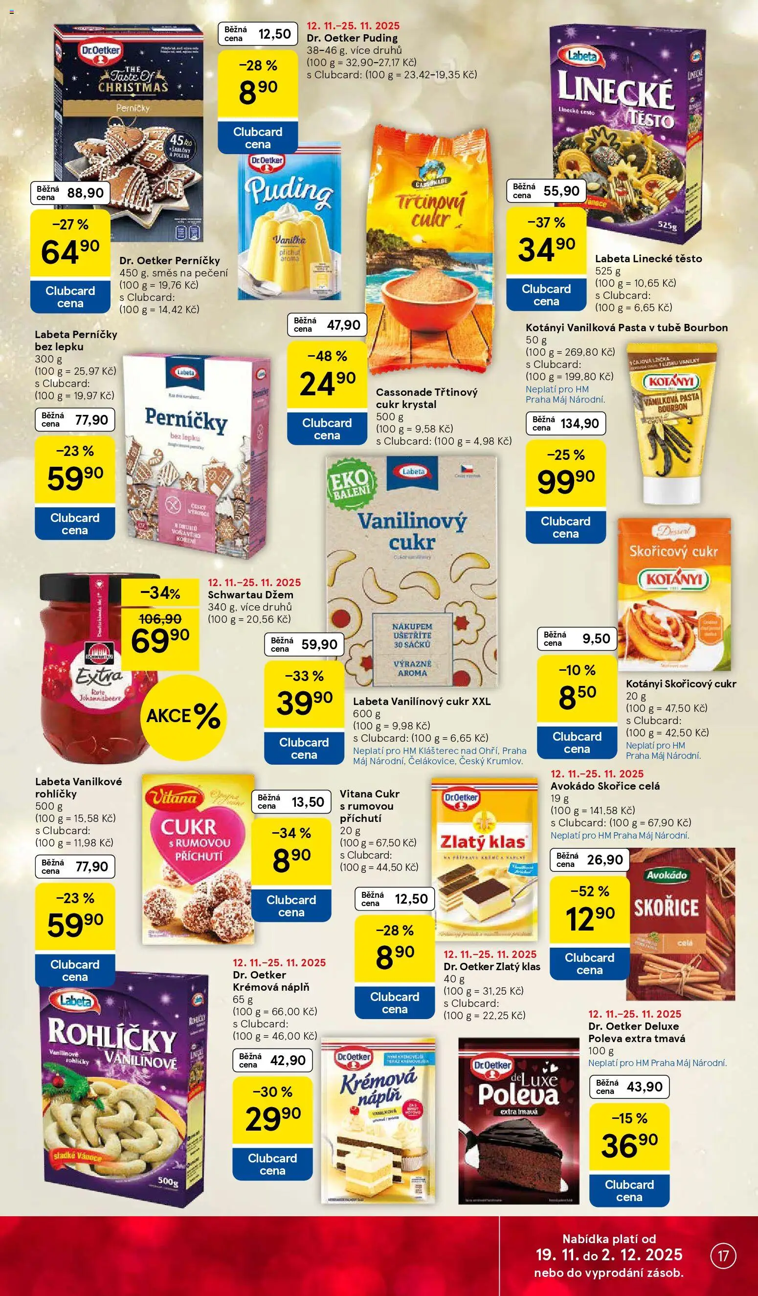 Tesco Black Friday od 19.11.2025 | Strana: 17 | Produkty: Vanilková pasta, Puding, Cukr krystal, Těsto