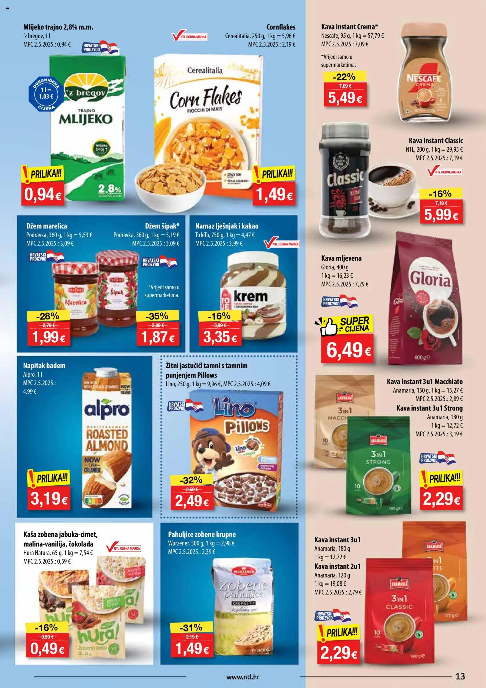 NTL katalog | vrijedi od 26.11.2025 | Stranica: 13 | Proizvodi: Mlijeko, Alpro, Lješnjak, Džem