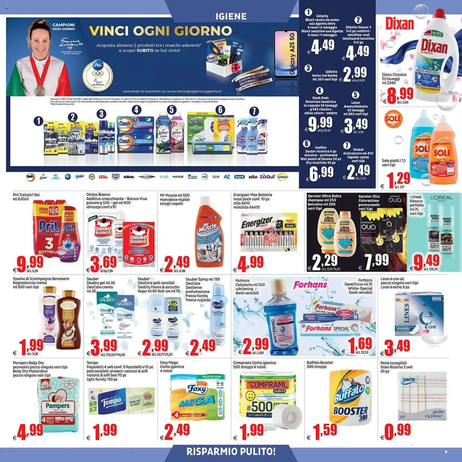 Volantino Elite Supermercati del 28.11.2025 | Pagina: 9 | Prodotti: Balsamo, Fazzoletti, Lavatrice, Pampers