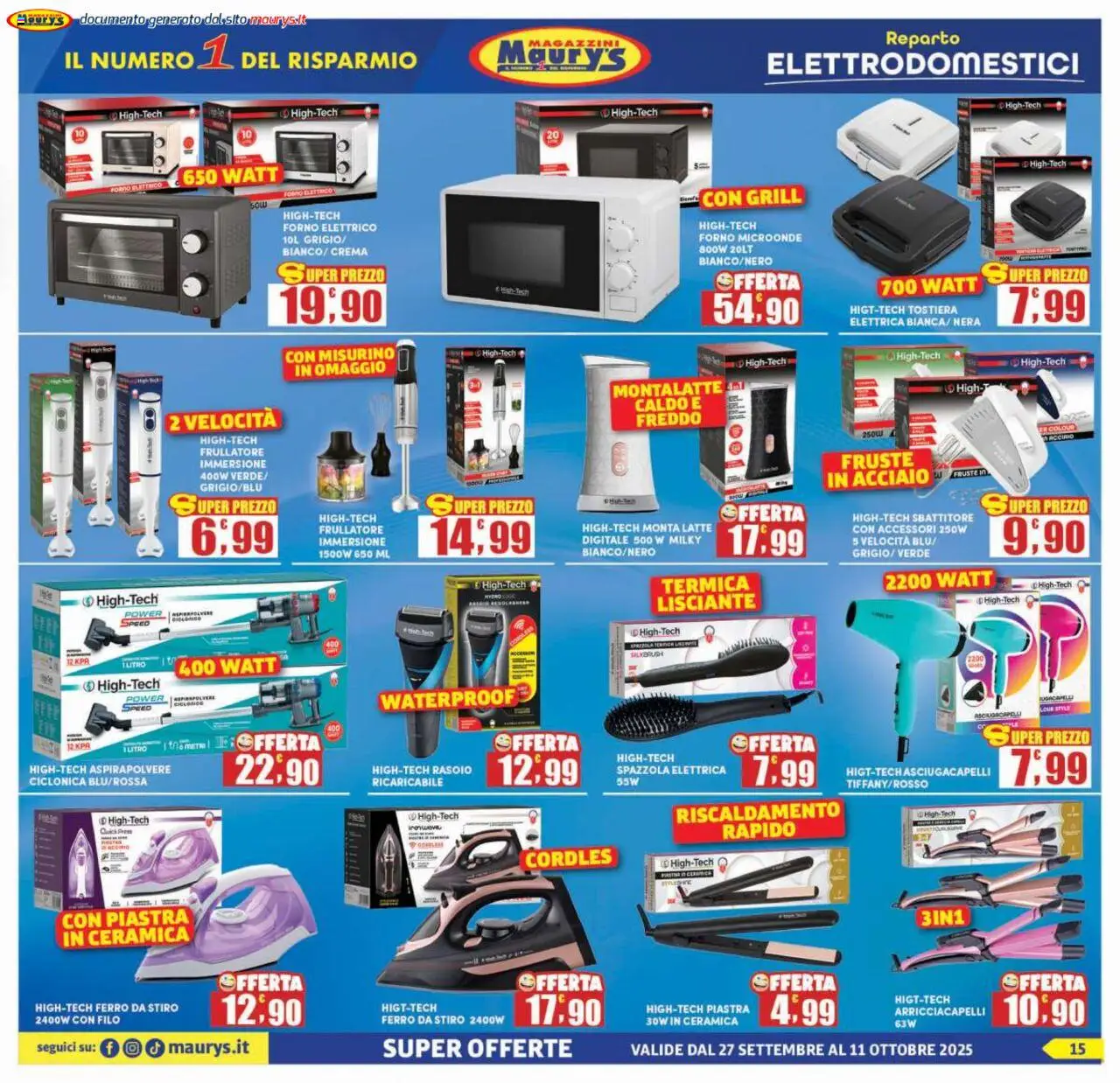 Volantino Maury's del 27.09.2025 | Pagina: 15 | Prodotti: Crema, Rasoio, Spazzola elettrica, Aspirapolvere