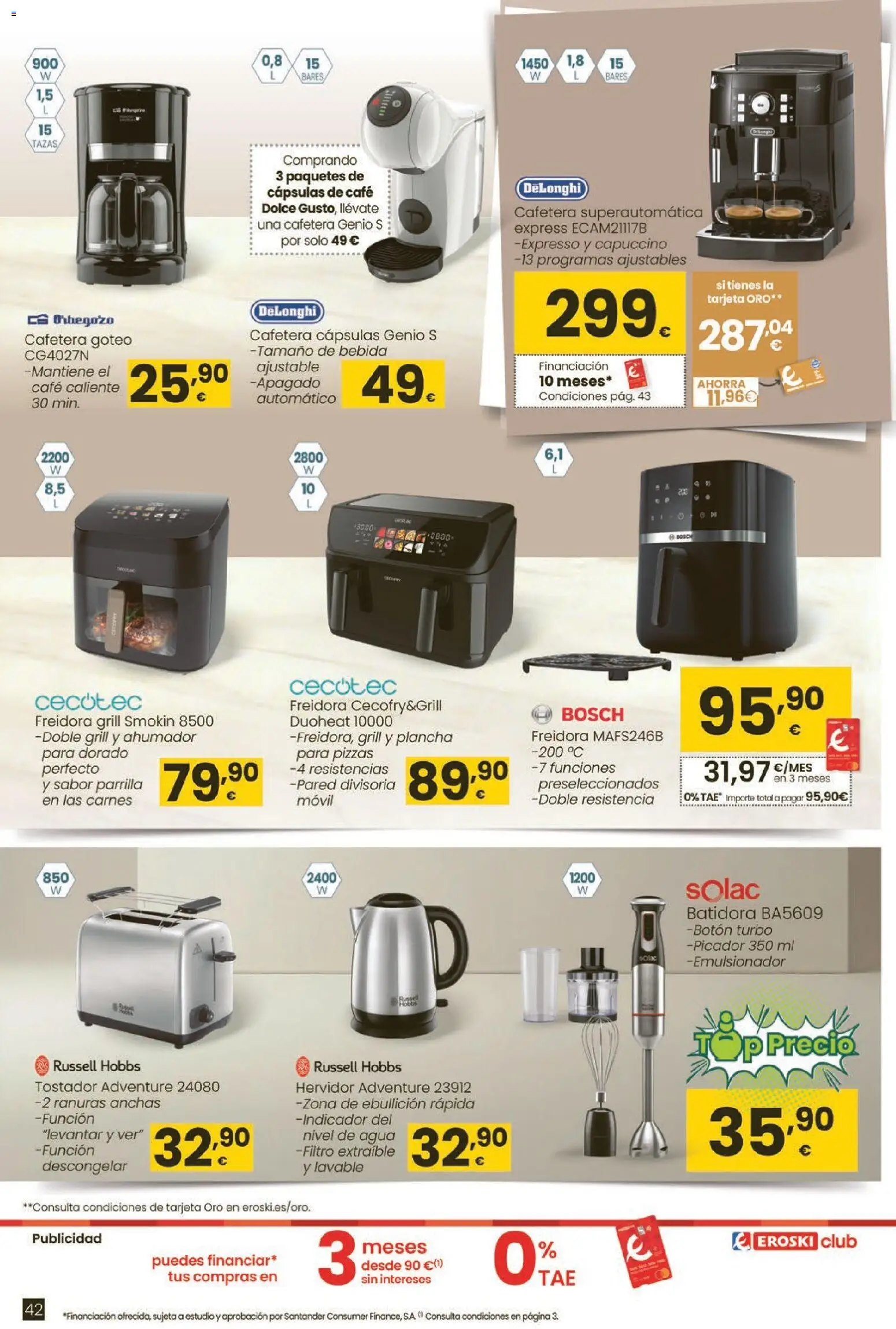 Eroski Qué planazo │ válido desde el 26.03.2026 | Página: 42 | Productos: Cafetera, Plancha, Batidora, Freidora