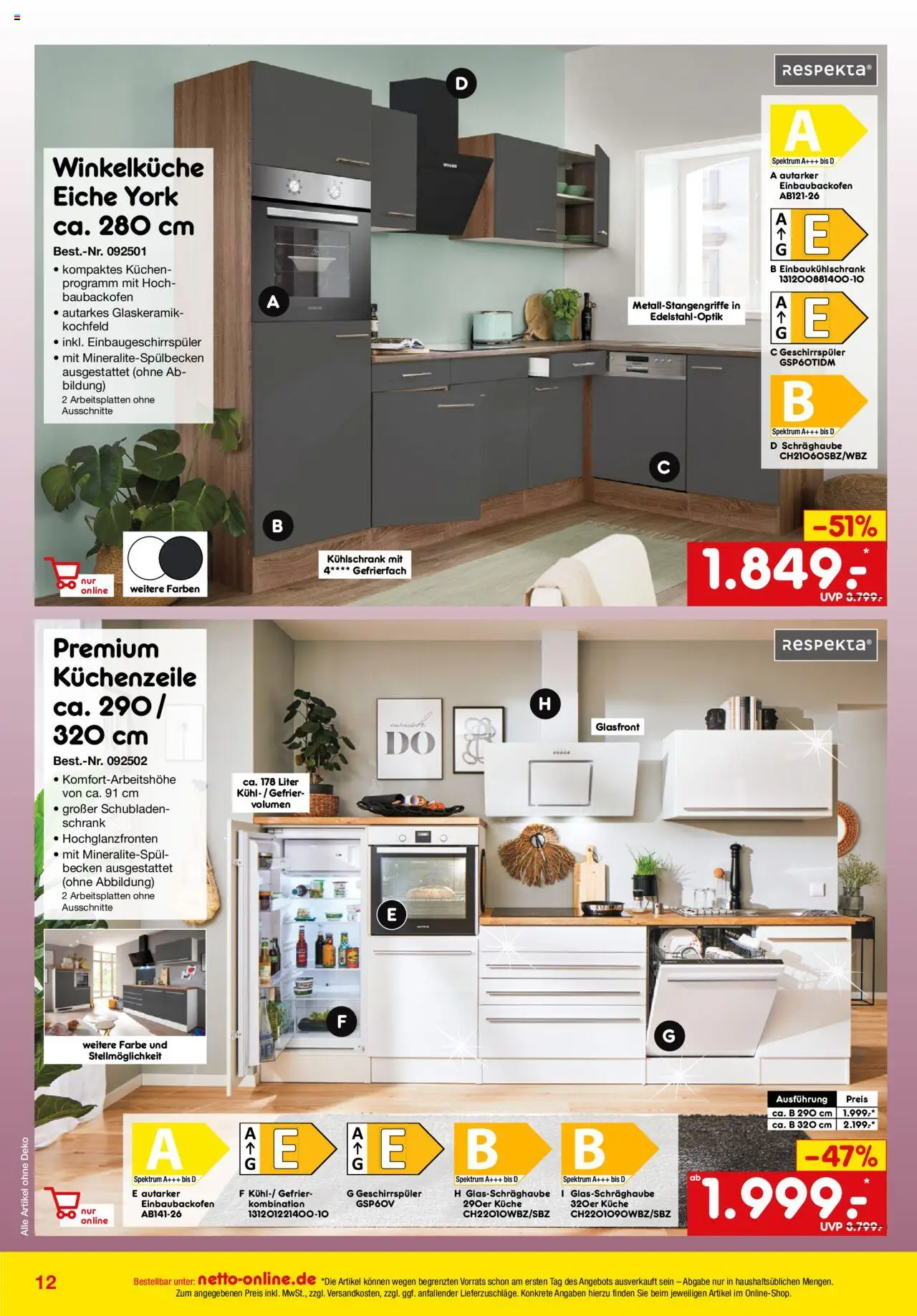 Netto Marken-Discount Online-Angebote September - gültig ab dem 01.09.2025 | Seite: 12 | Produkte: Geschirrspüler, Küchenzeile, Kochfeld, Kuchen