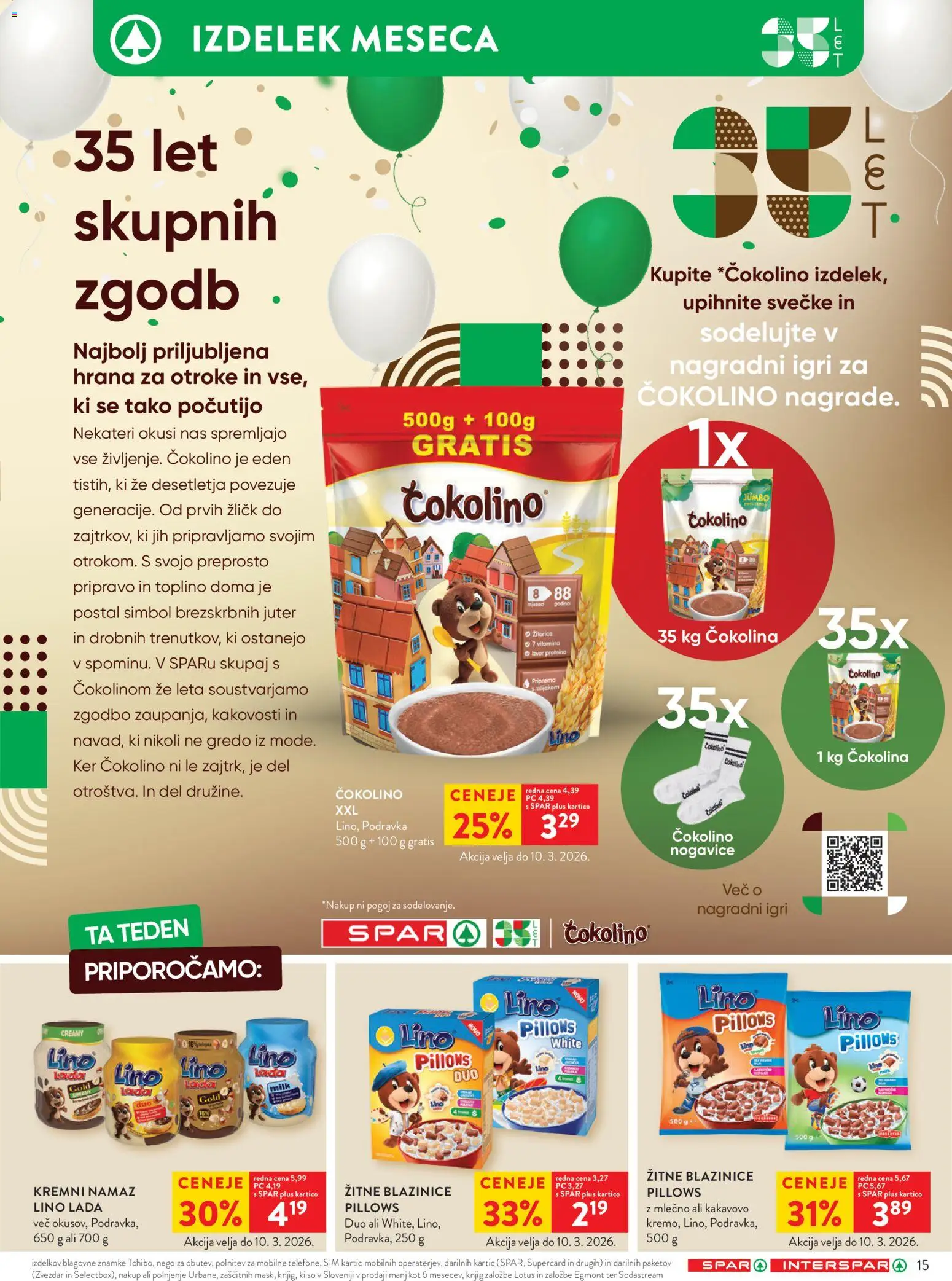 Novi Spar katalog ponudbe – veljaven od 04.03.2026 | Stran: 16 | Izdelki: Hrana za otroke, Namaz, Čokolino, Nogavice
