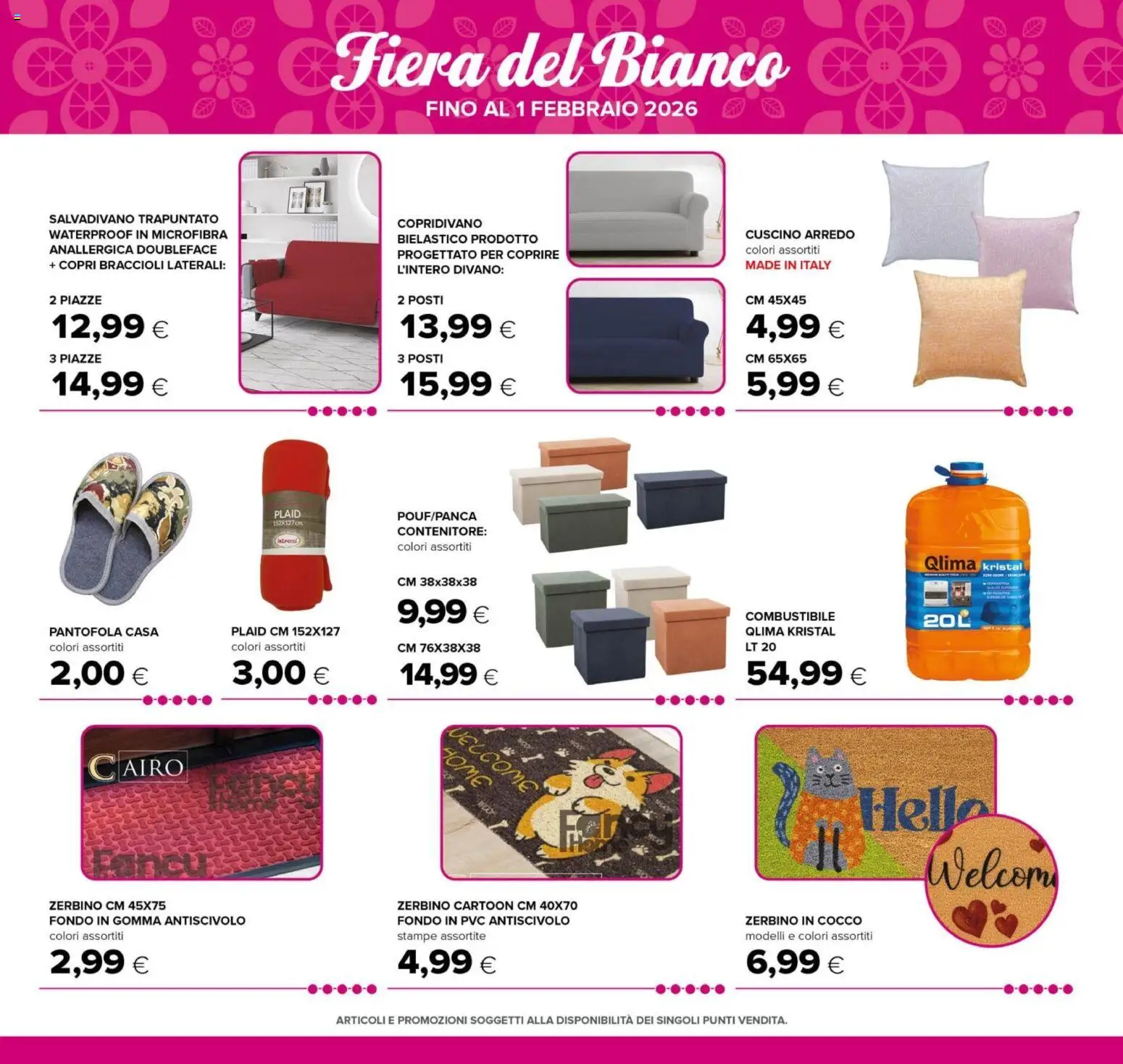 Volantino Oasi del 03.01.2026 | Pagina: 38 | Prodotti: Plaid, Contenitore, Divano, Zerbino