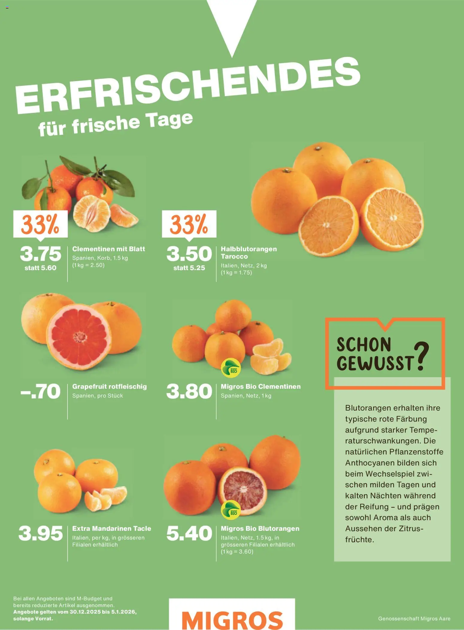 Migros Magazin – gültig ab 29.12.2025 | Seite: 32 | Produkte: Bilden, Grapefruit, Mandarinen
