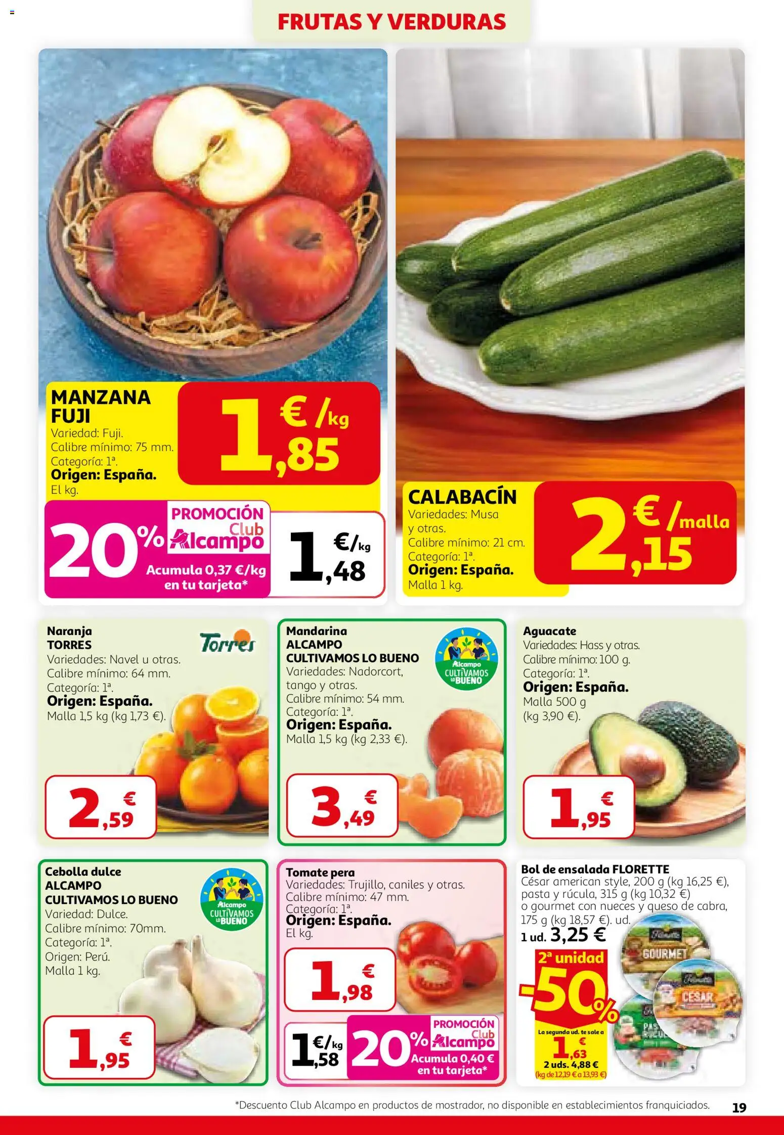 Alcampo - HG Catalán │ válido desde el 26.02.2026 | Página: 19 | Productos: Calabacín, Queso, Manzana, Té