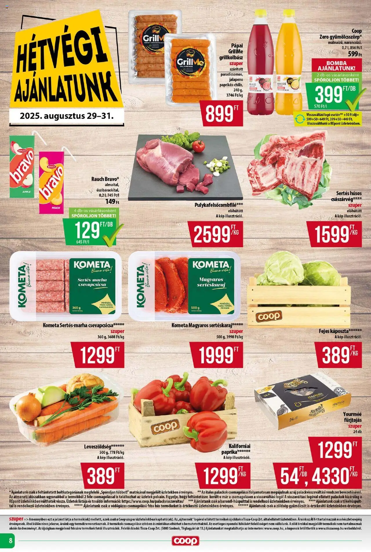 COOP akciós ujság - amely érvényes a következő dátumtól: 28.08.2025 | Oldal: 8 | Termékek: Káposzta, Grillkolbász, Grill, Jalapeno