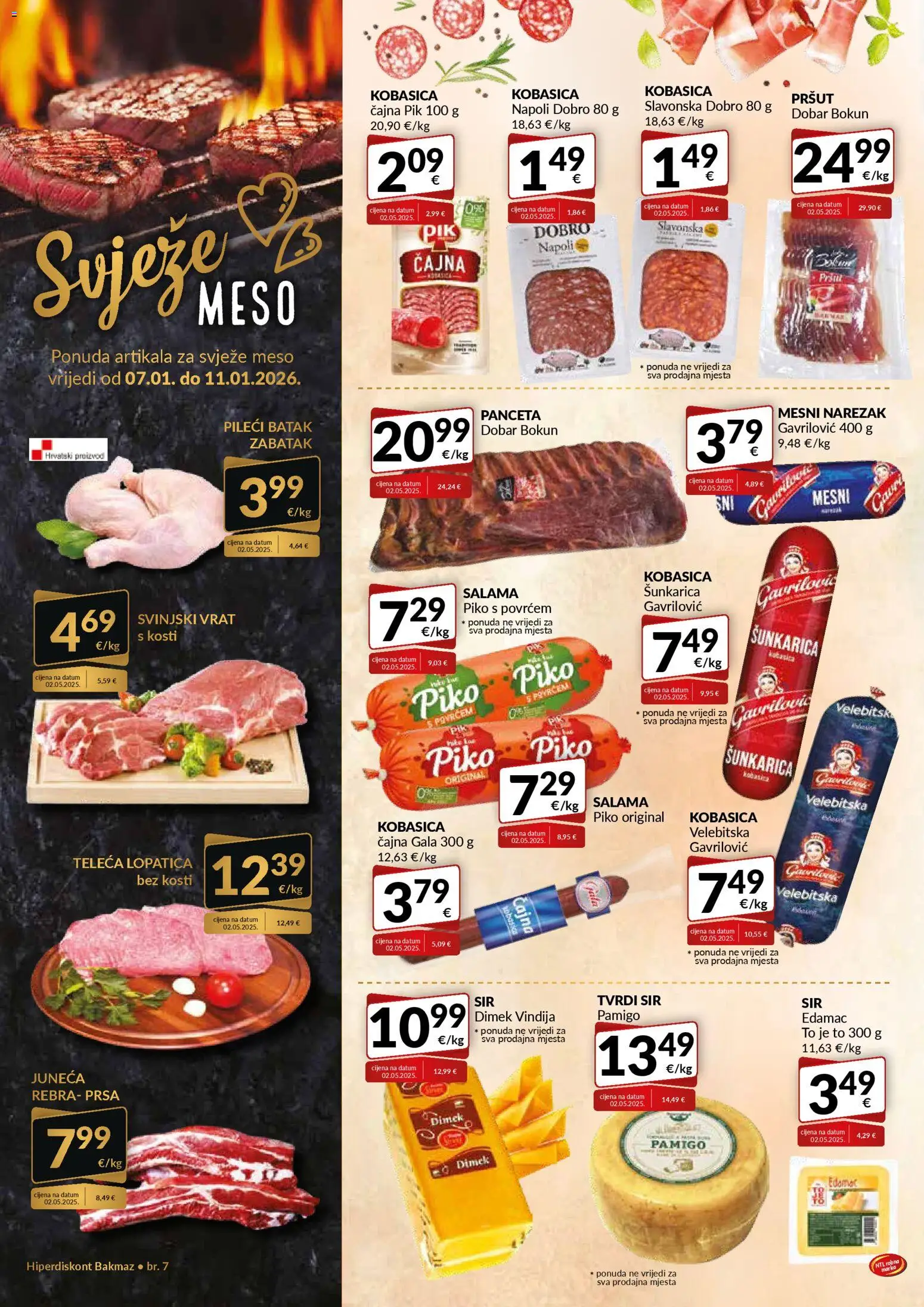 Bakmaz katalog | vrijedi od 07.01.2026 | Stranica: 2 | Proizvodi: Meso, Salama, Pršut, Narezak