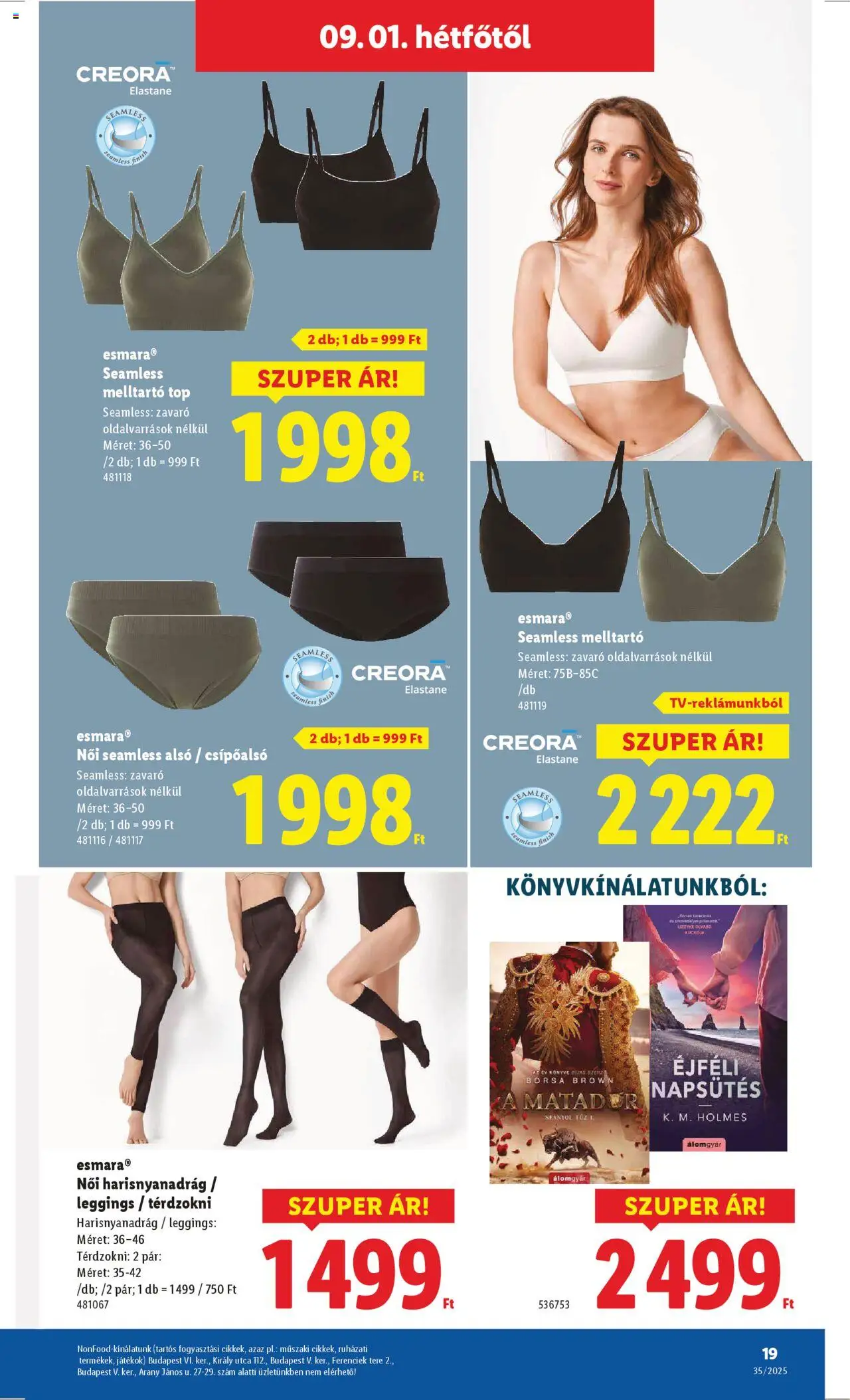 Lidl akciós ujság - amely érvényes a következő dátumtól: 28.08.2025 | Oldal: 19 | Termékek: Harisnyanadrág, Játékok, Melltartó, Leggings