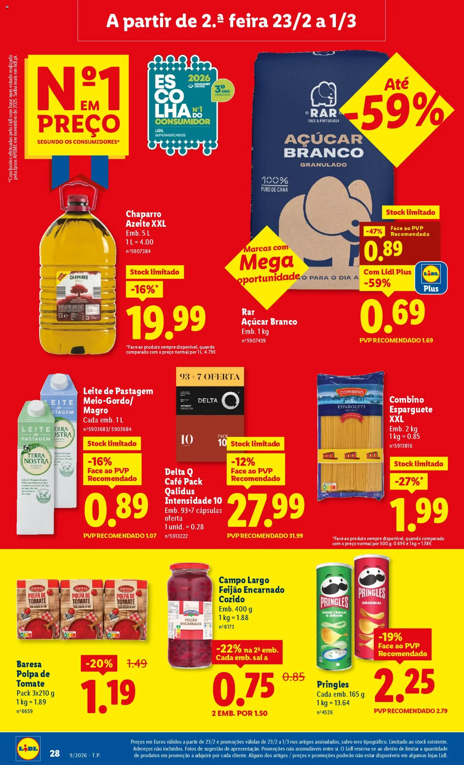 Lidl folheto │ válido de 23.02.2026 | Página: 28 | Produtos: Esparguete, Delta q, Base, Tomate