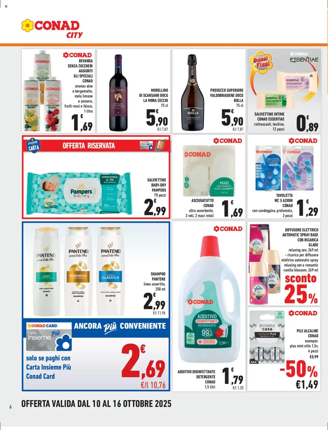 Volantino Conad del 10.10.2025 | Pagina: 6 | Prodotti: Shampoo, Tavoletta wc, Ananas, Asciugatutto