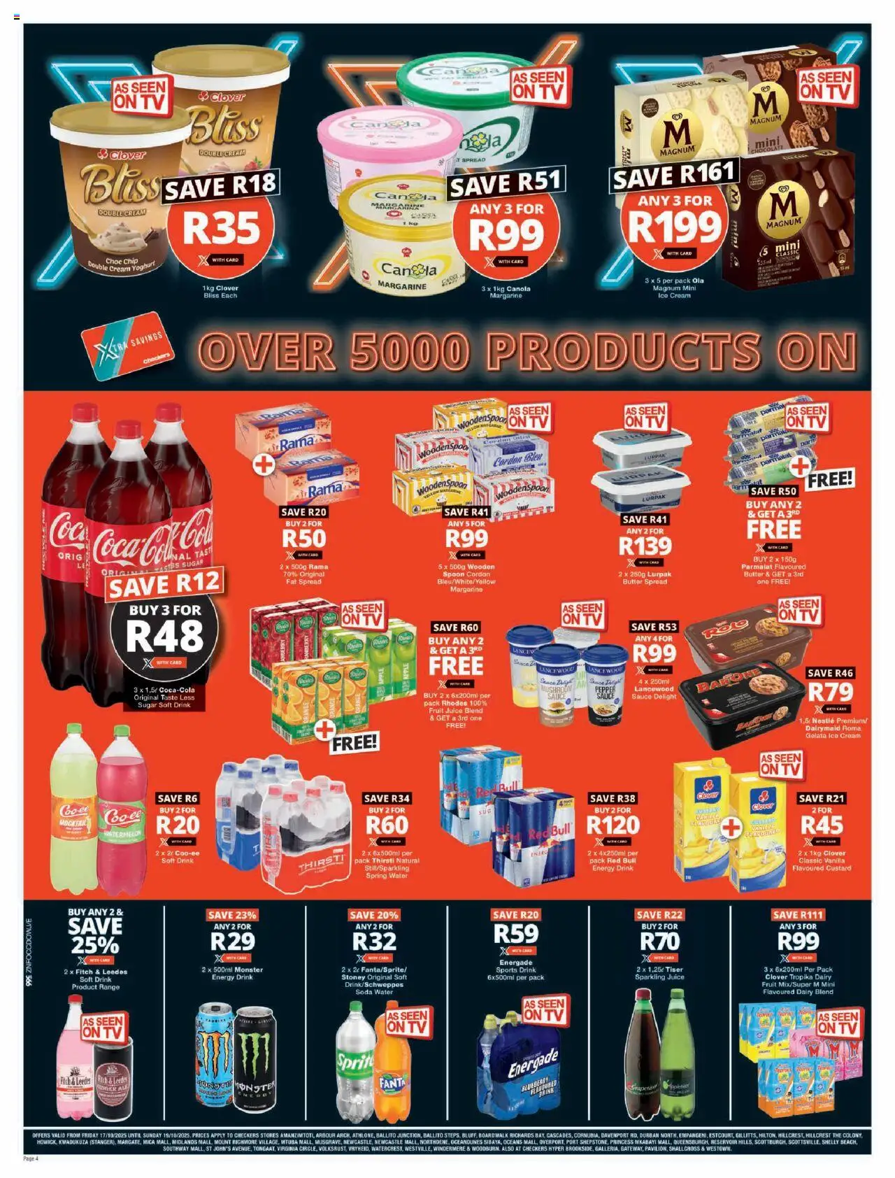 New Checkers catalogue – valid from 17.10.2025 | Page: 4 | Products: Ice cream, Dairy blend, Sugar, Pepper
