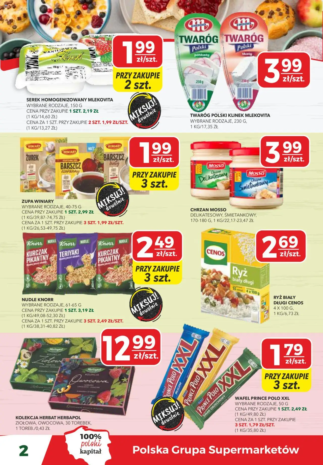 Top Market Gazetka mini od 09.10.2025 | Strona: 2 | Produkty: Serek homogenizowany, Chrzan, Zupa, Ryż