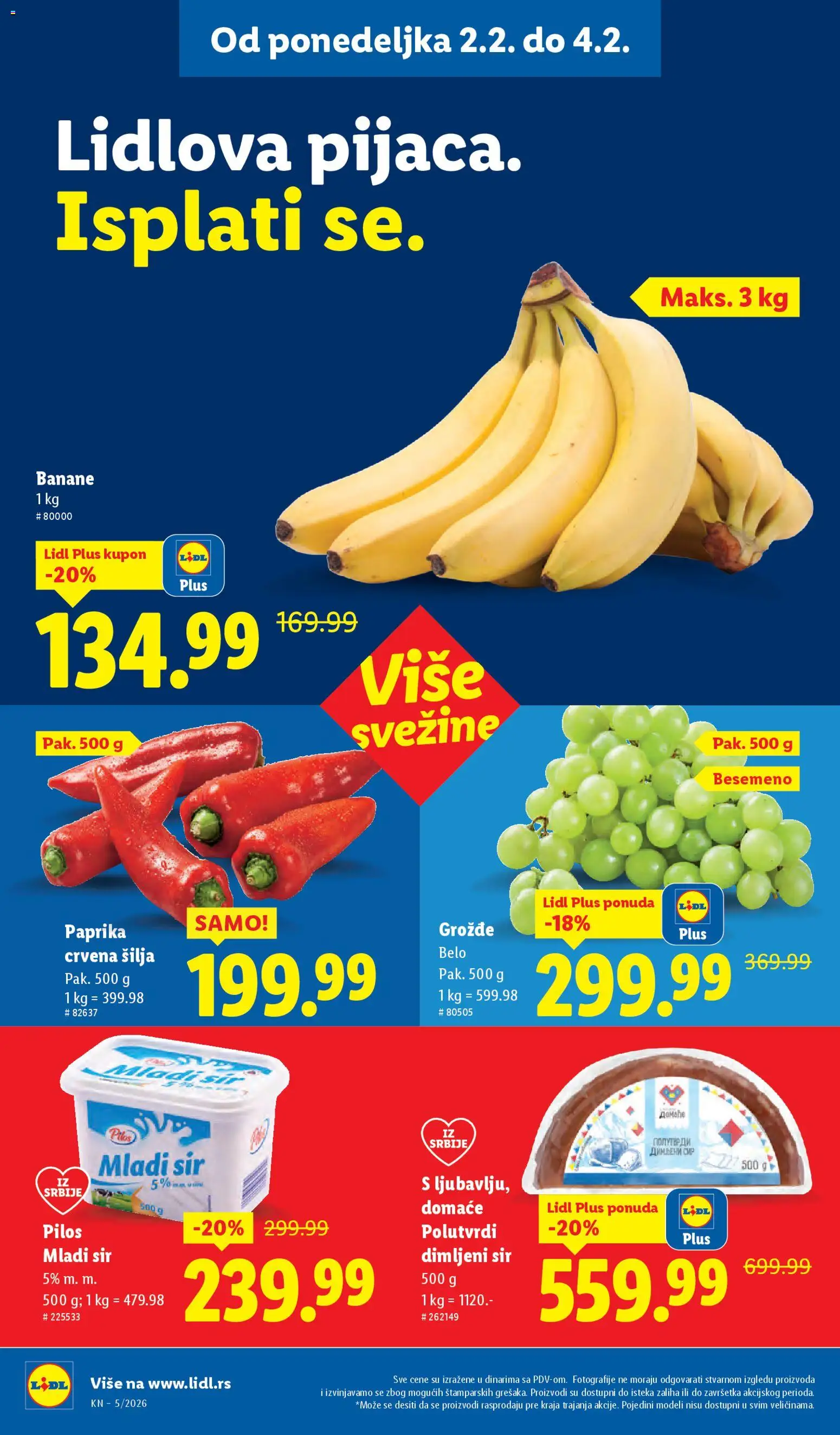 Lidl katalog - važi od 29.01.2026 | Strana: 66 | Proizvode: Mladi sir, Sir, Dimljeni sir, Banane