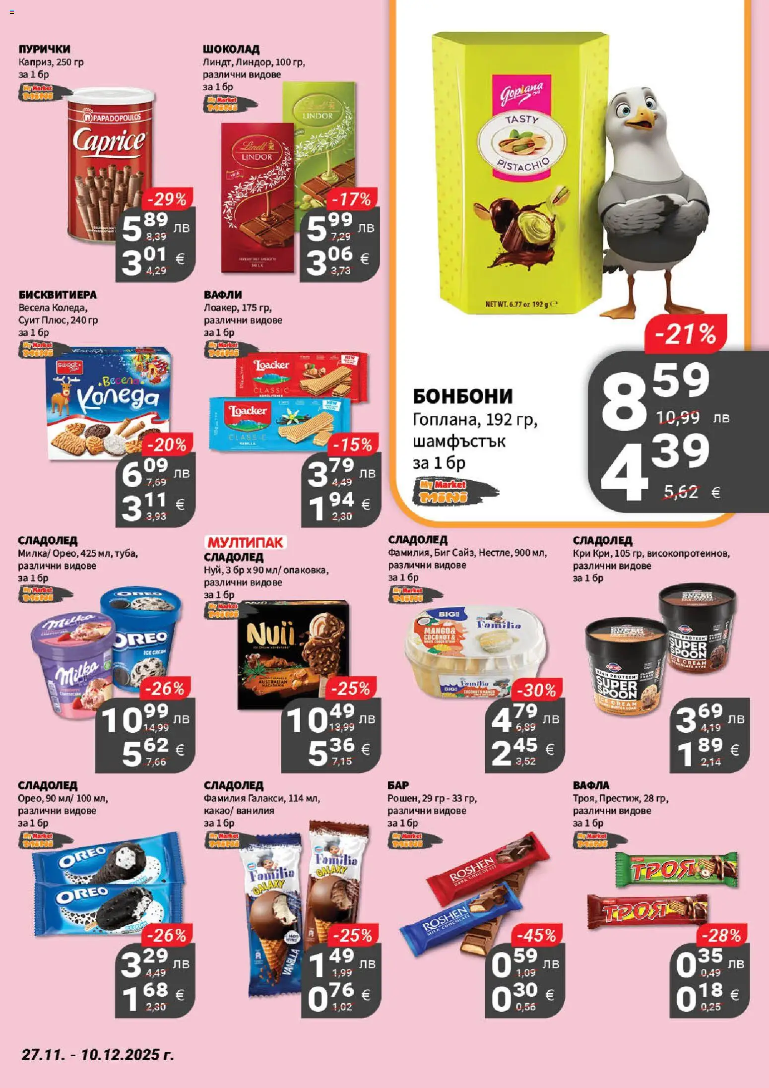 {H1} | Страница: 15 | Продукти: Бонбони, Сладолед, Пурички, Вафла