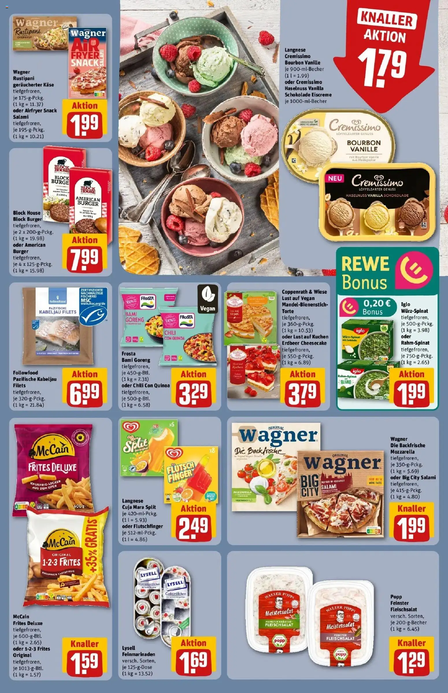 Rewe Prospekt Asslar	 – gültig ab 02.03.2026 | Seite: 19 | Produkte: Käse, Burger, Eiscreme, McCain