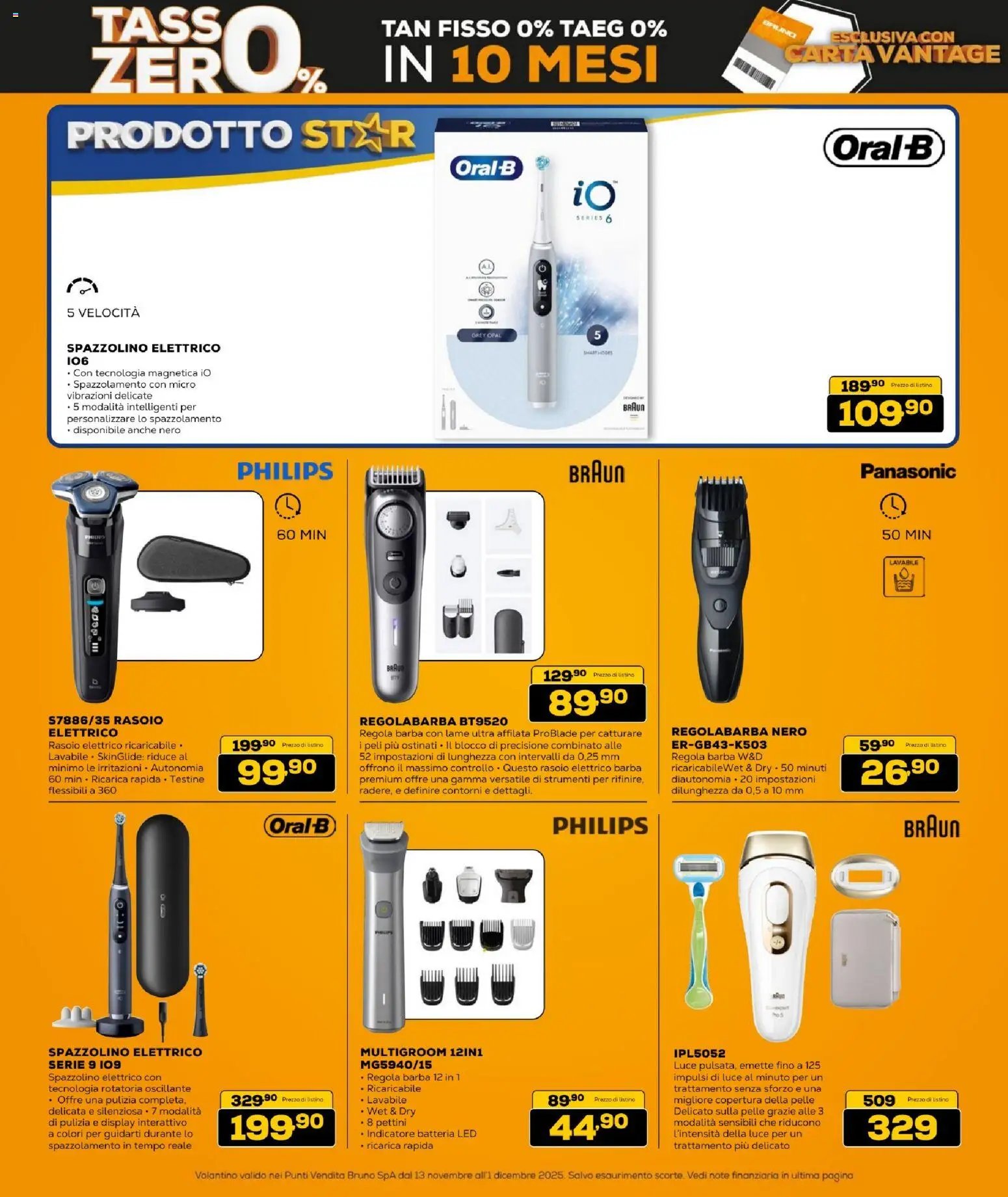 Volantino BRUNO del 13.11.2025 | Pagina: 34 | Prodotti: Regolabarba, Spazzolino, Rasoio elettrico, Batteria