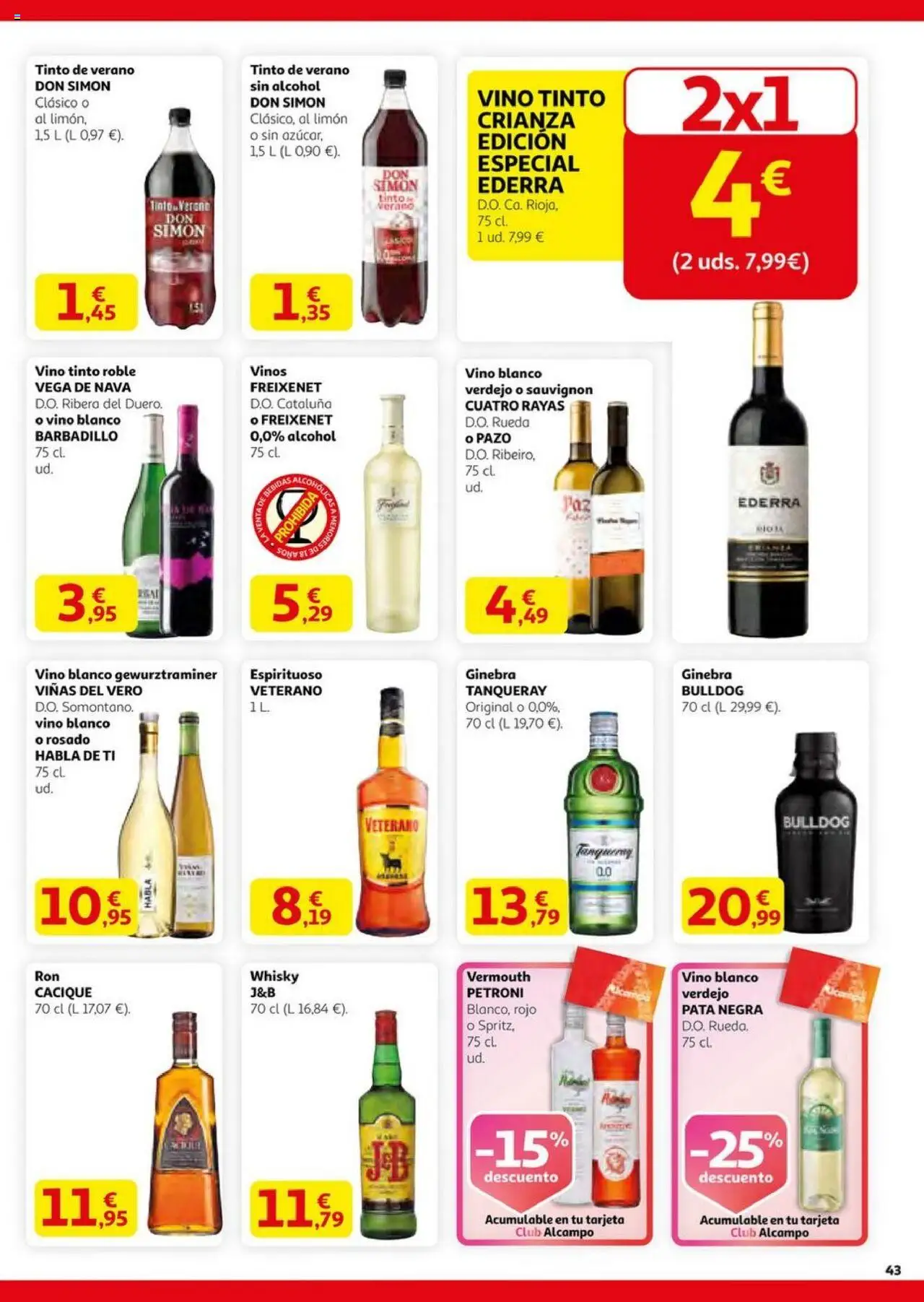 Alcampo - HG catalan  │ válido desde el 14.08.2025 | Página: 43 | Productos: Vino, Ginebra, Whisky