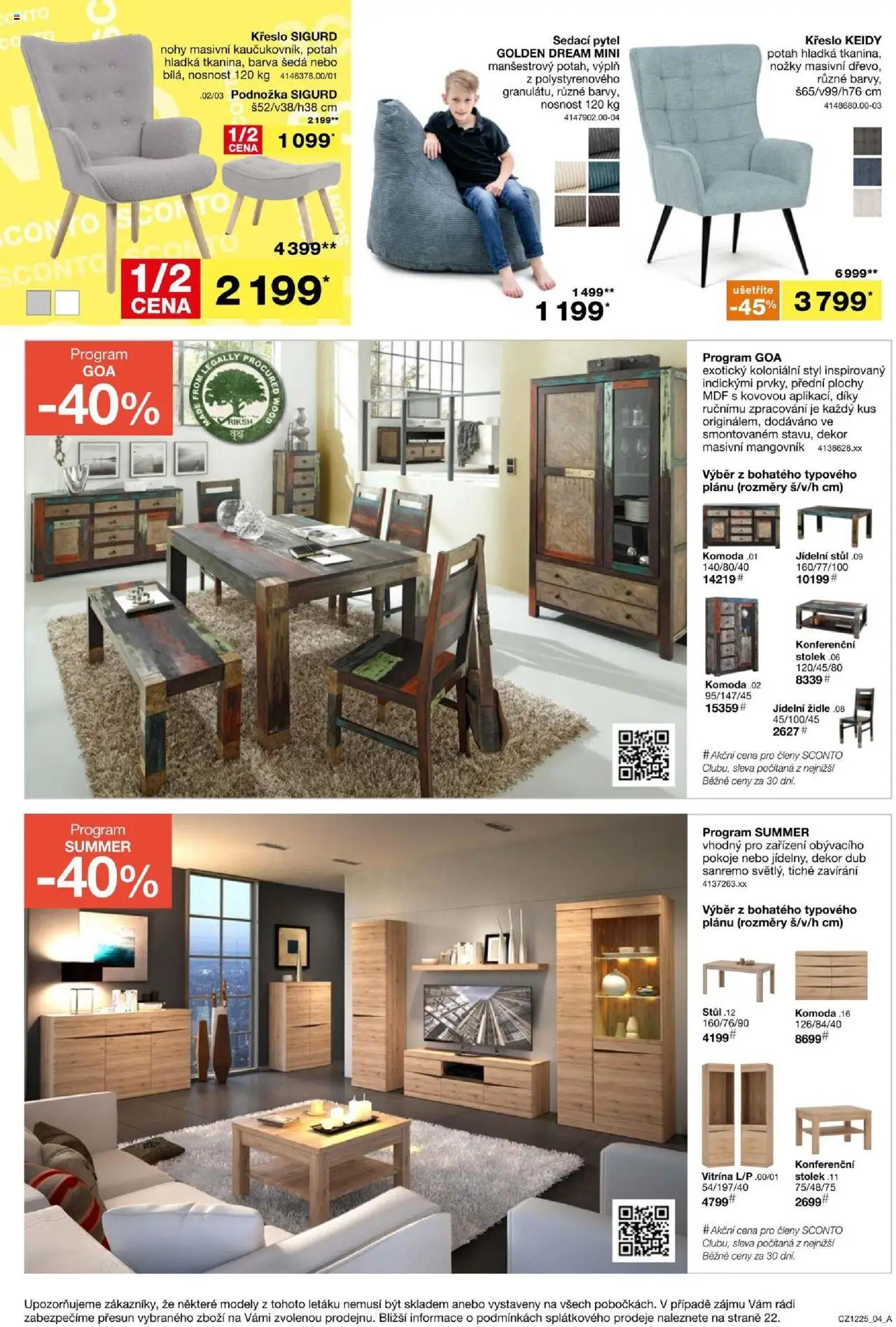 Sconto nábytek leták od 24.09.2025 | Strana: 4 | Produkty: Vitrína, Křeslo, Konferenční stolek, Stůl