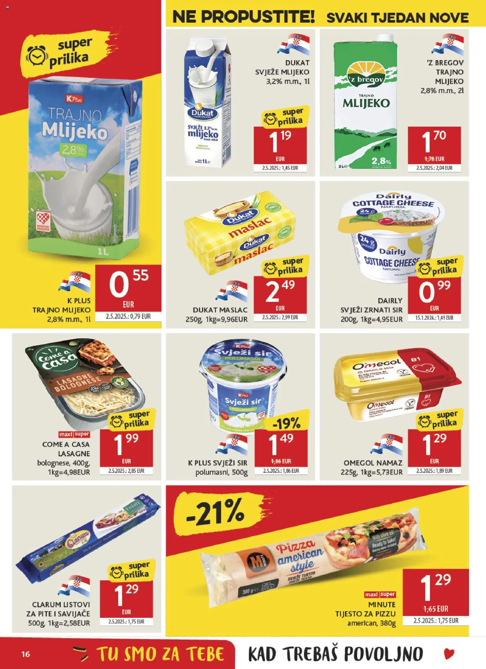Konzum HR akciós ujság - amely érvényes a következő dátumtól: 04.03.2026 | Oldal: 16 | Termékek: Cottage cheese, Pizza, Lasagne