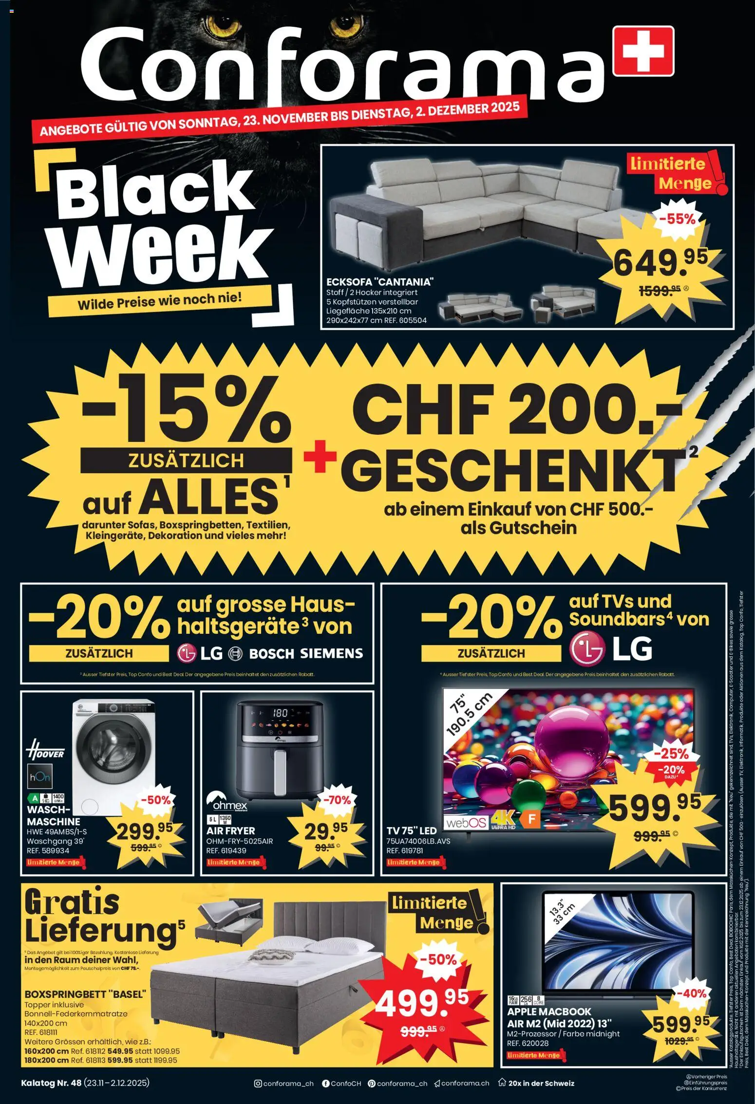 Conforama - Black Friday – gültig ab 23.11.2025 | Seite: 1 | Produkte: Hocker, Top, Macbook, Siemens