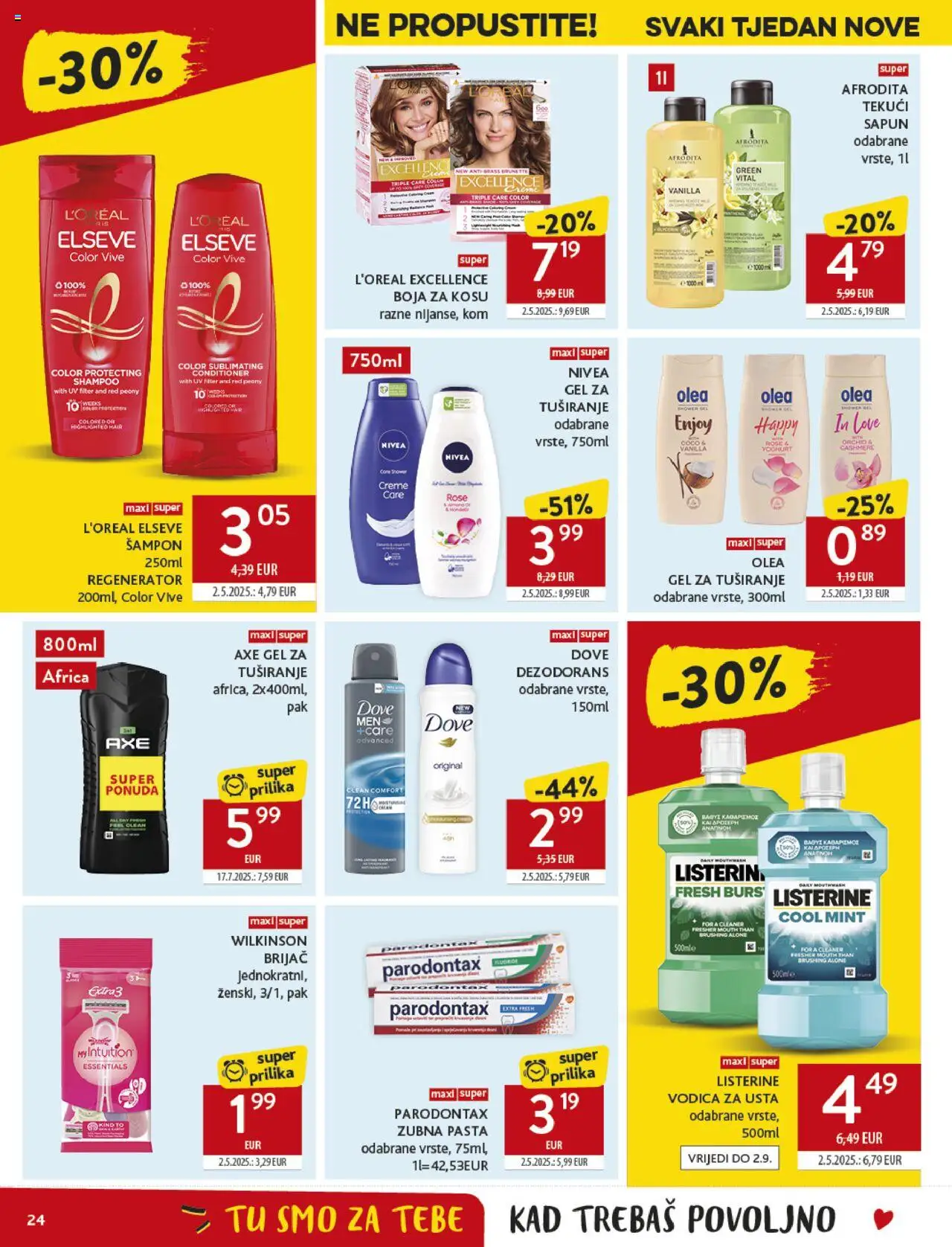 Konzum katalog | vrijedi od 20.08.2025 | Stranica: 24 | Proizvodi: Regenerator, Boja za kosu, Gel za tuširanje, Dove