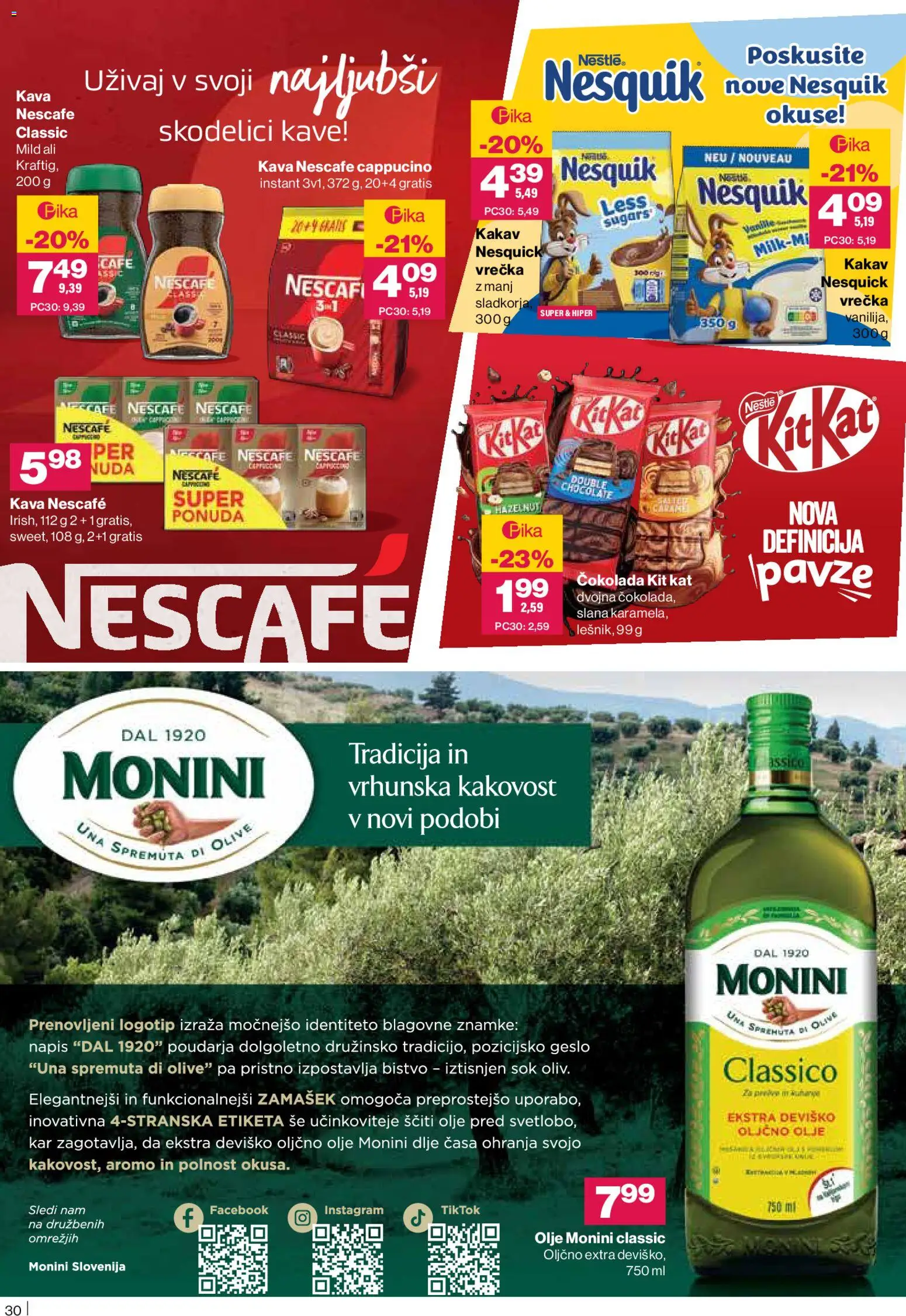 Novi Mercator katalog ponudbe – veljaven od 23.10.2025 | Stran: 30 | Izdelki: Oljčno olje, Kakav, Olive, Sok