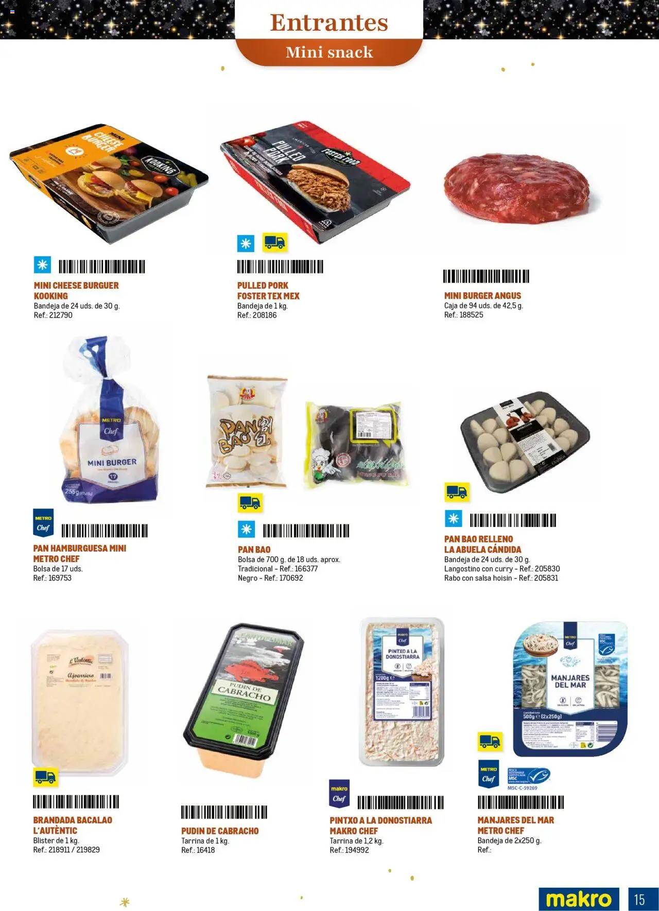 Makro - Comidas y Cenas de Navidad Norte 2 │ válido desde el 03.10.2025 | Página: 15 | Productos: Pan, Σοκολατούχο γάλα, Caja, Langostino