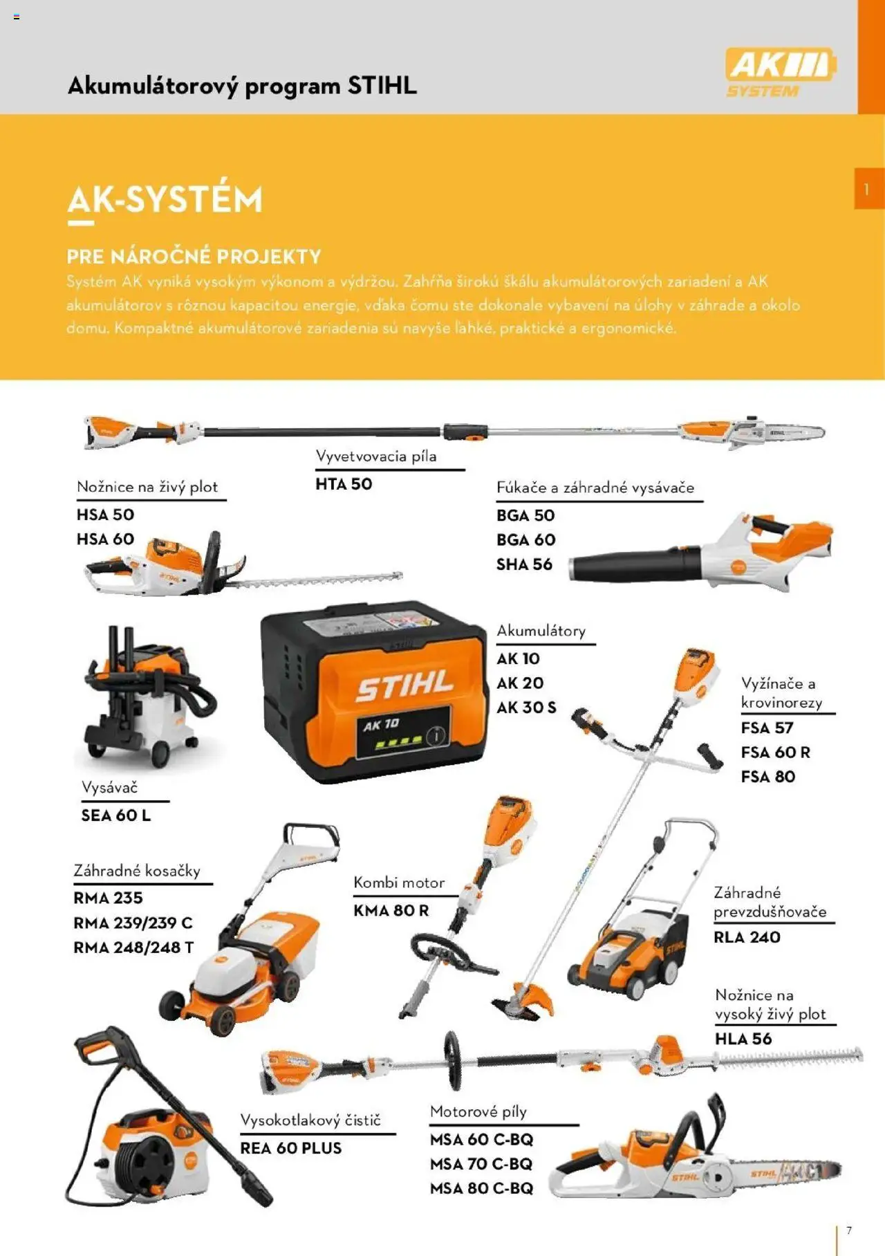 Nové STIHL akcie – leták je platný od 01.04.2025 | Strana: 7 | Produkty: Vyžínače, Nožnice na živý plot, Píla, Vysávače