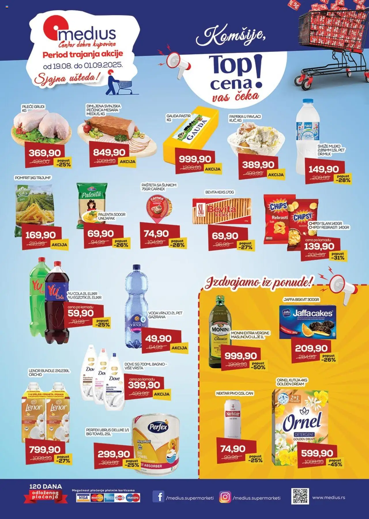 Medius katalog - važi od 19.08.2025 | Strana: 1 | Proizvode: Lenor, Sveže mleko, Voda, Ulje