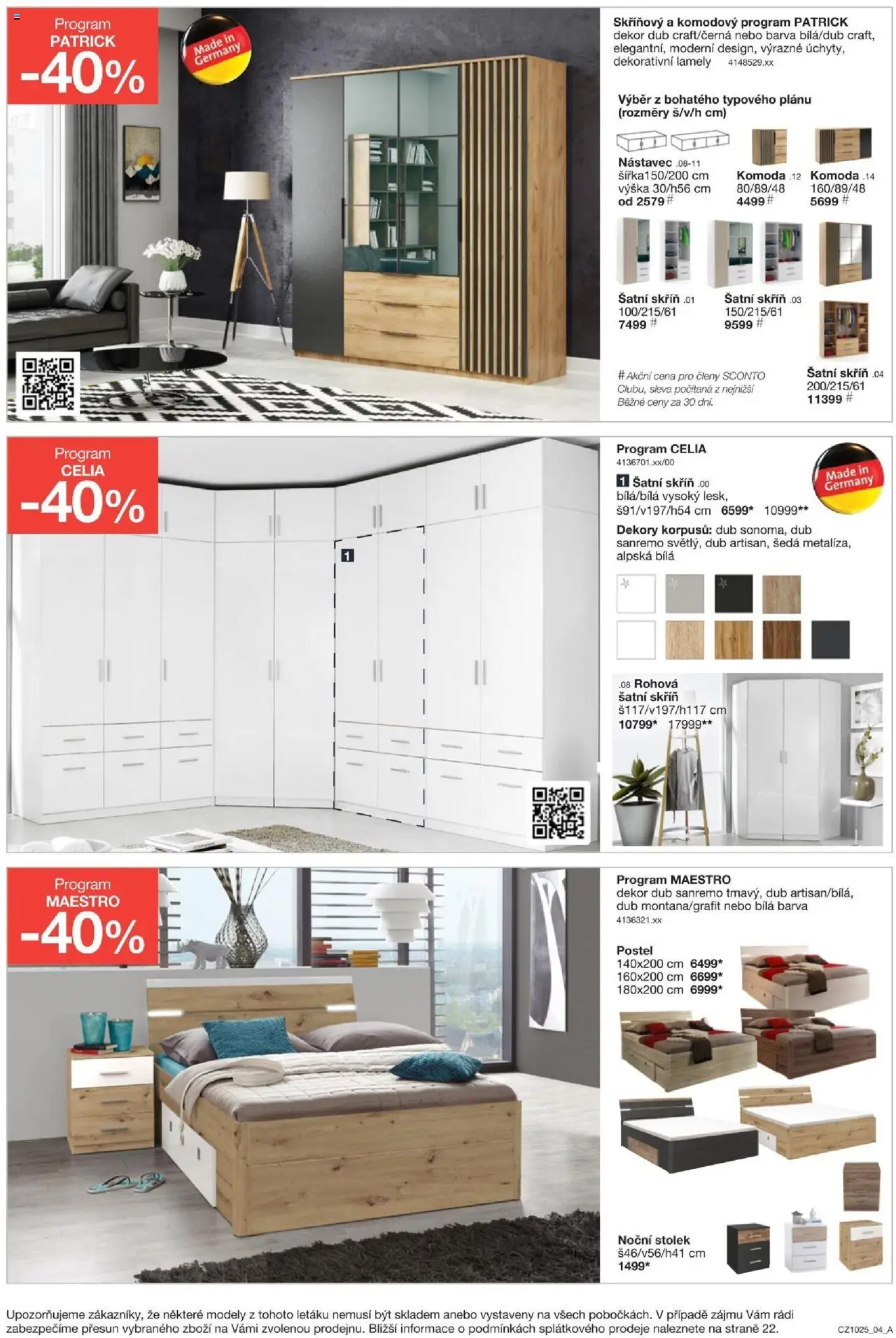 Sconto nábytek leták od 06.08.2025 | Strana: 4 | Produkty: Noční stolek, Modely, Stolek, Skříň