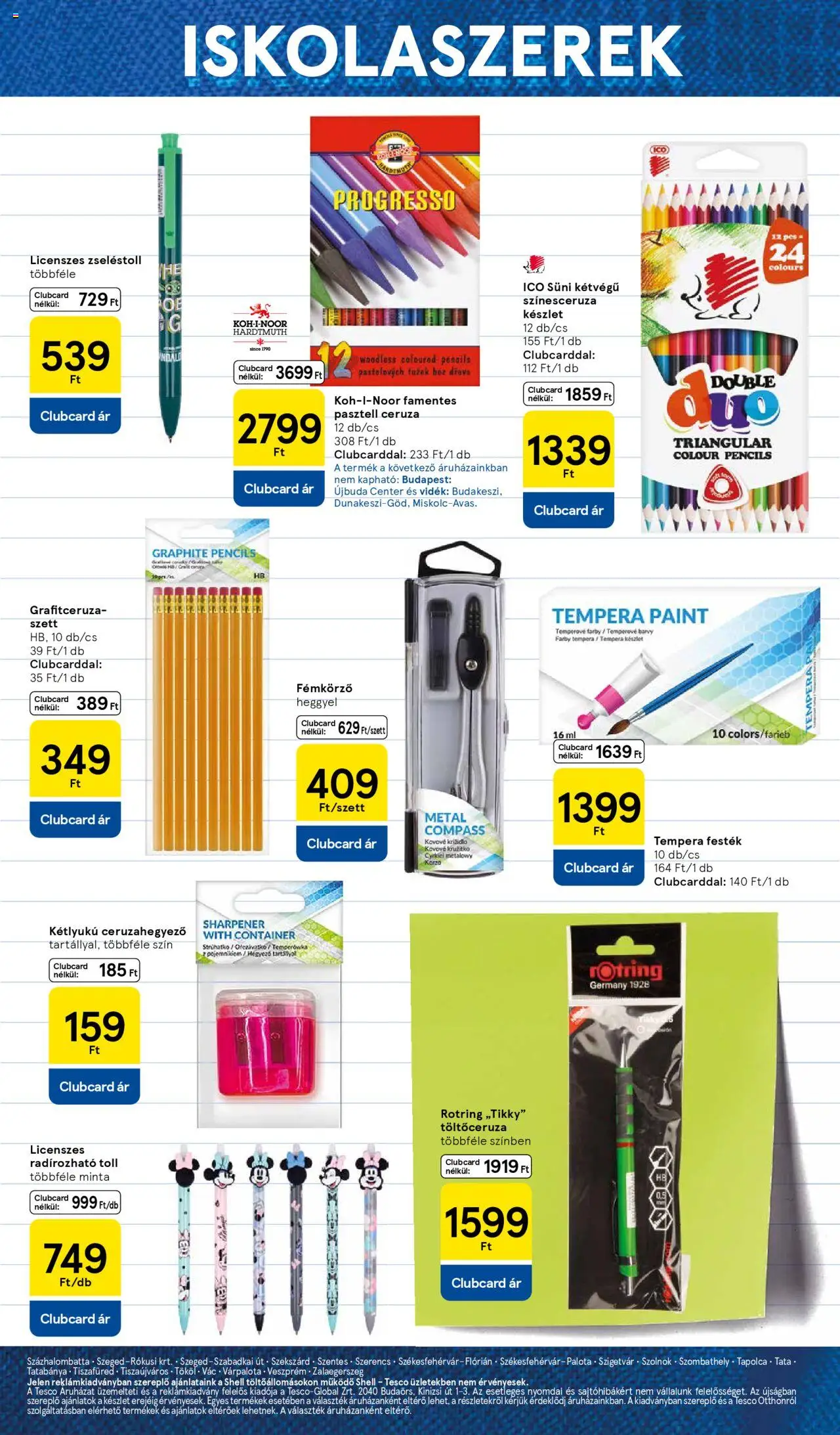 Tesco akciós ujság - amely érvényes a következő dátumtól: 11.08.2025 | Oldal: 3 | Termékek: Iskolaszerek, Ceruzahegyező, Festék