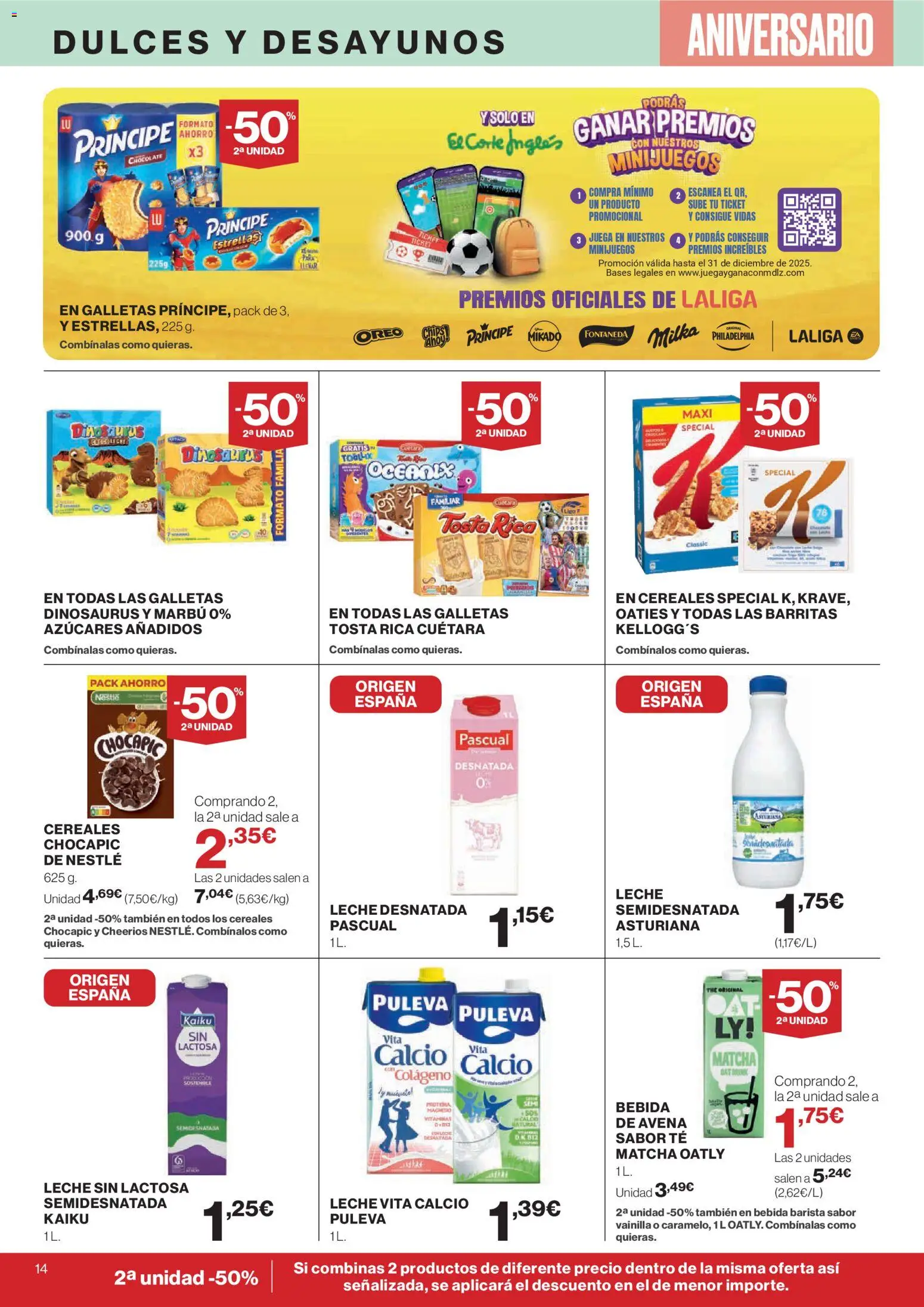 El Corte Inglés ofertas │ válido desde el 23.10.2025 | Página: 18 | Productos: Leche sin lactosa, Leche, Té, Galletas