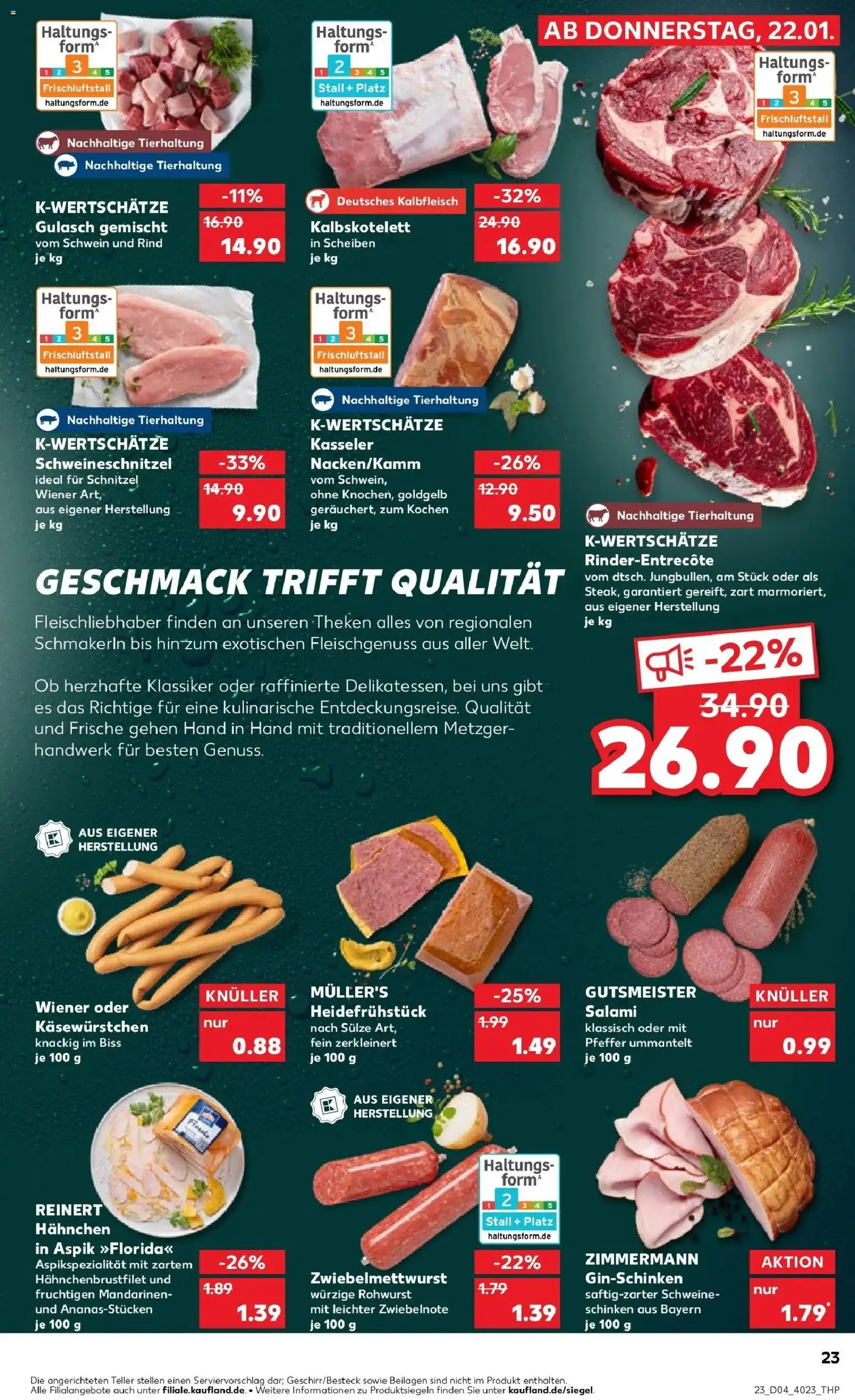 Kaufland prospekt Kamenz	 – gültig ab 25.01.2026 | Seite: 23 | Produkte: Hahnchen, Mandarinen, Entrecote, Gin