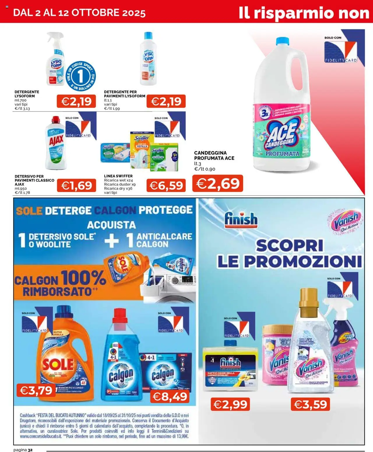 Volantino Mercatò del 02.10.2025 | Pagina: 32 | Prodotti: Detergente, Candeggina, Anticalcare