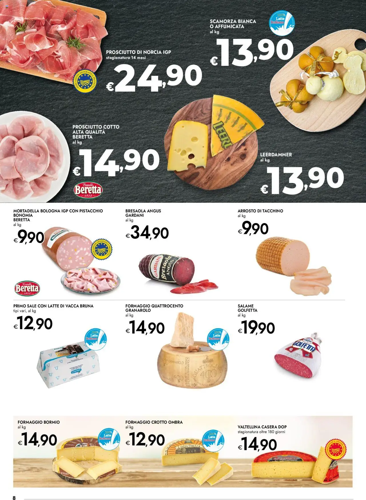 Volantino bennet del 31.07.2025 | Pagina: 8 | Prodotti: Prosciutto Cotto, Sale, Tacchino, Mortadella