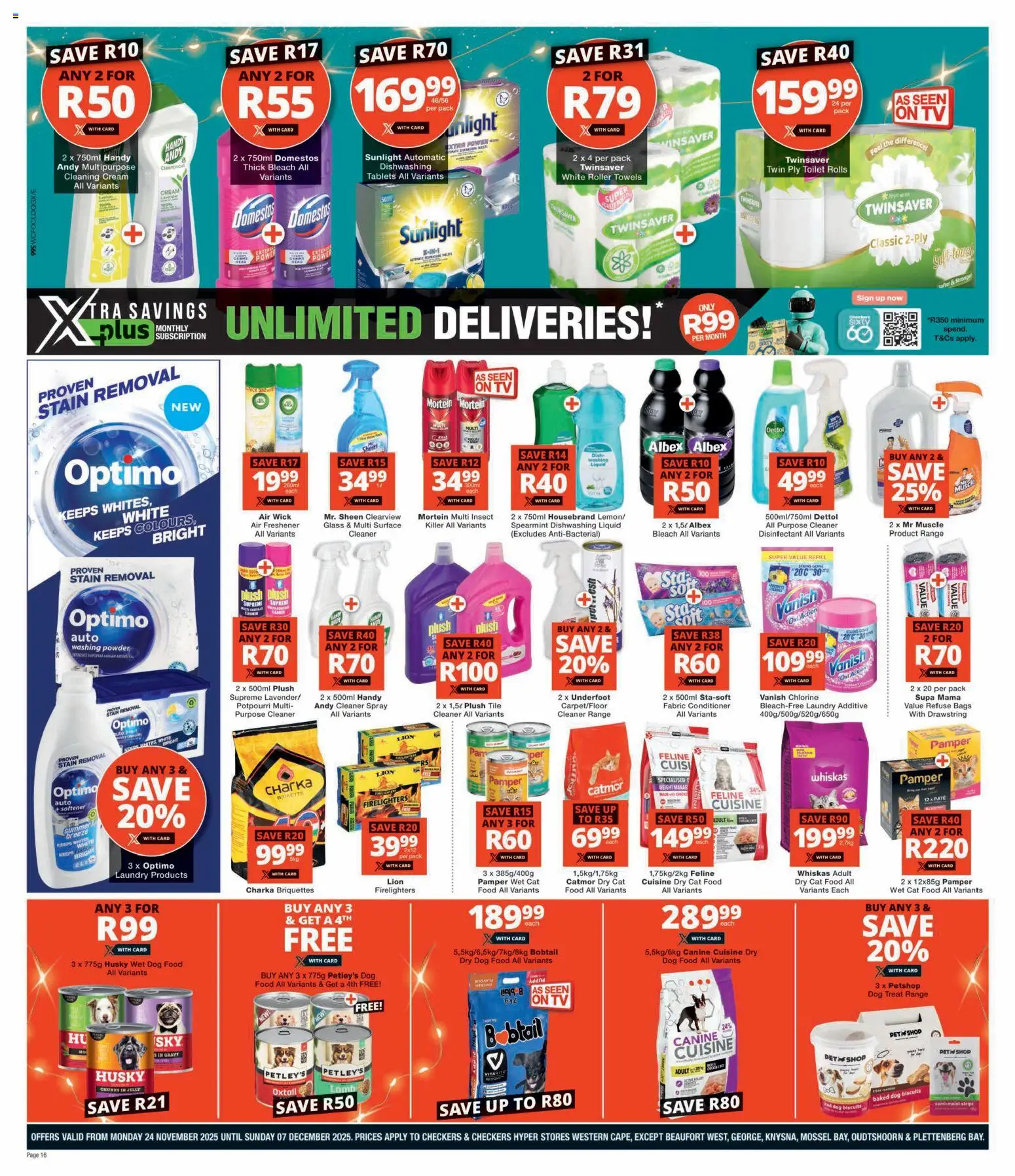 New Checkers catalogue – valid from 24.11.2025 | Page: 16 | Products: Toilet, Air freshener, Biscuits, Dog food