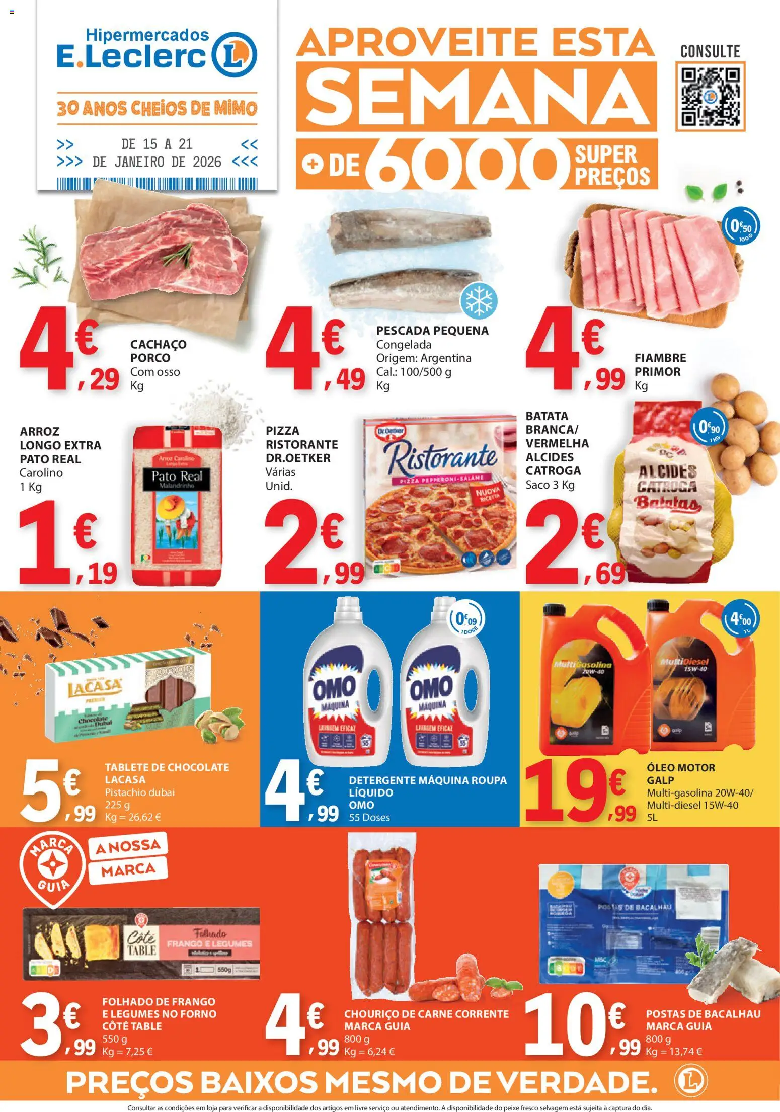 E.Leclerc folheto │ válido de 15.01.2026 | Página: 1 | Produtos: Óleo, Chocolate, Arroz, Carne