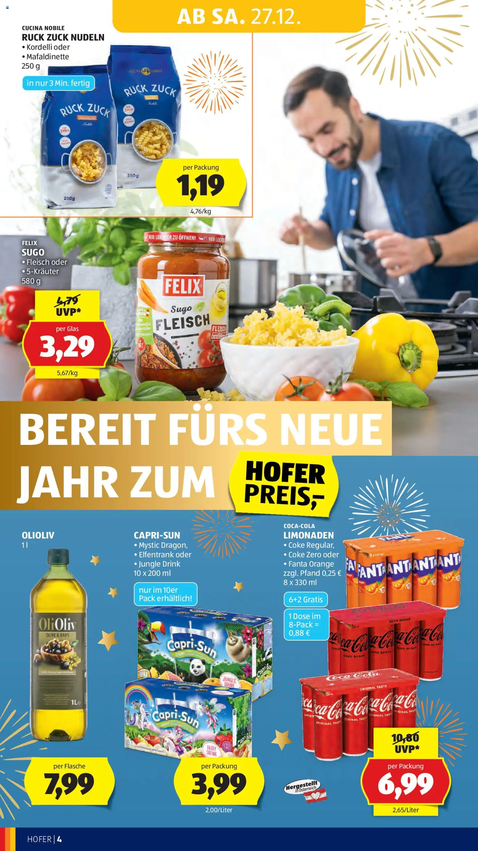 Hofer AT akciós ujság - amely érvényes a következő dátumtól: 27.12.2025 | Oldal: 6 | Termékek: Capri Sun, Fanta, Coca Cola, Cola