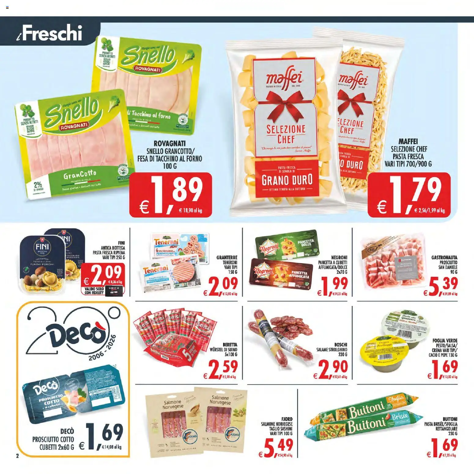 Volantino Decò del 17.03.2026 | Pagina: 2 | Prodotti: Salame, Tacchino, Prosciutto, Funghi