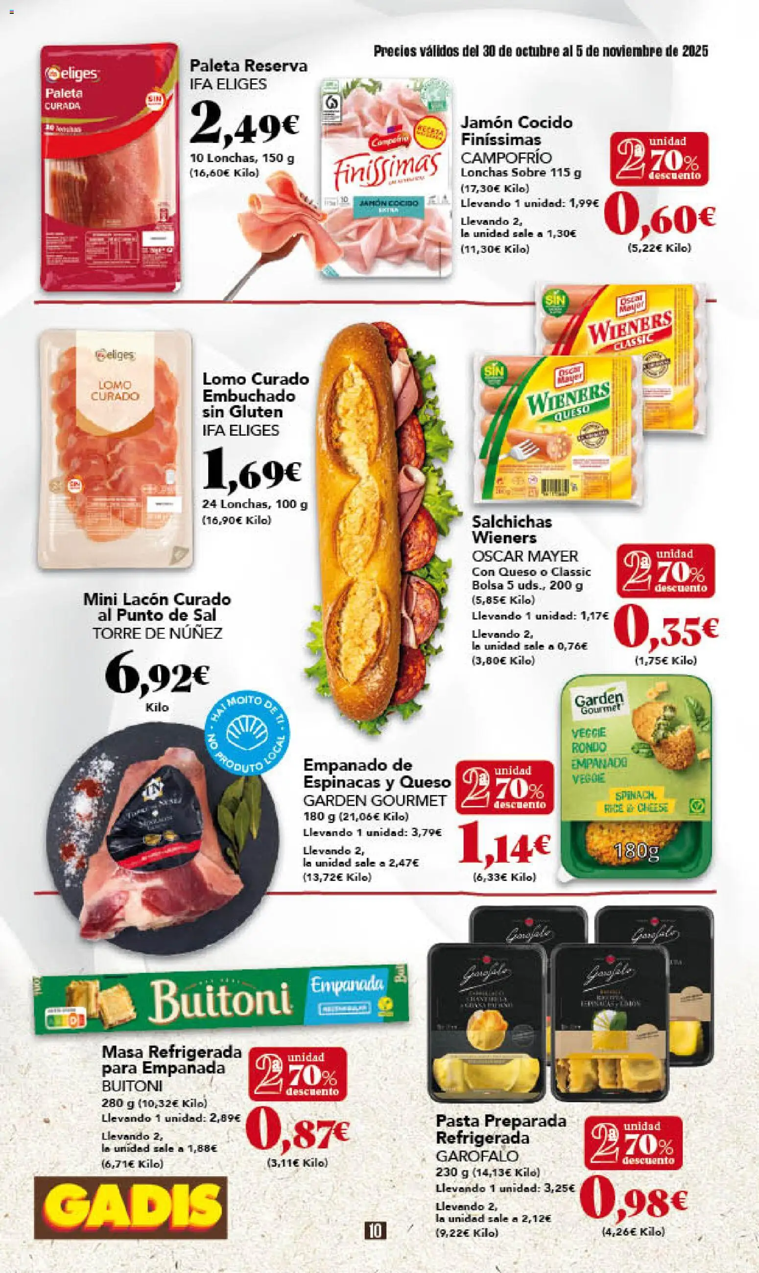 Gadis - folleto │ válido desde el 30.10.2025 | Página: 10 | Productos: Queso, Jamón, Jamón cocido, Pasta