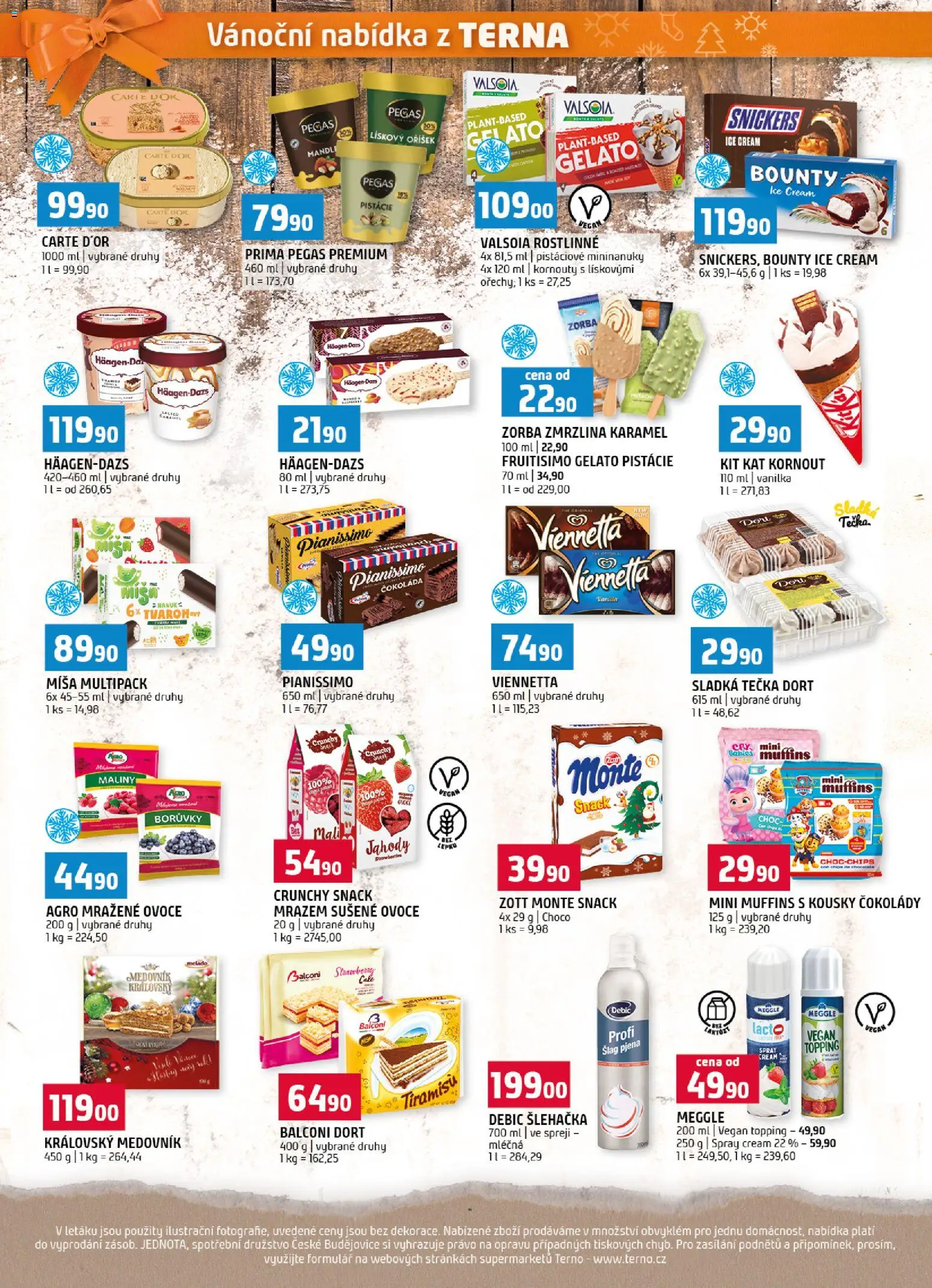 Terno leták - Vánoční speciál od 18.11.2025 | Strana: 20 | Produkty: Vegan, Viennetta, Tiramisu, Mražené ovoce
