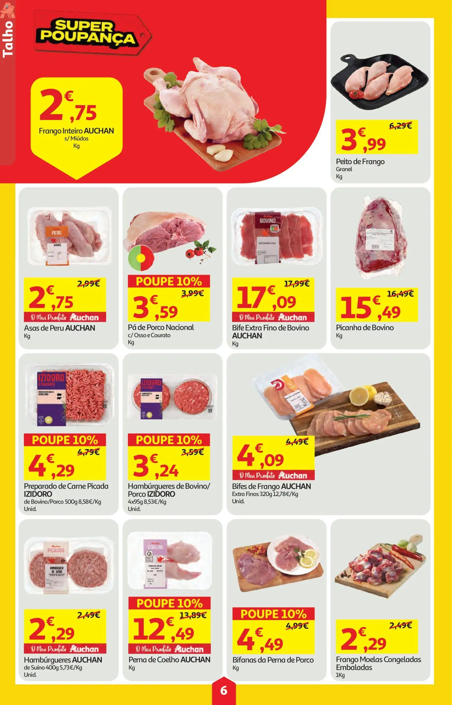 Auchan folheto │ válido de 09.04.2026 | Página: 6 | Produtos: Frango, Peru, Carne picada, Pá