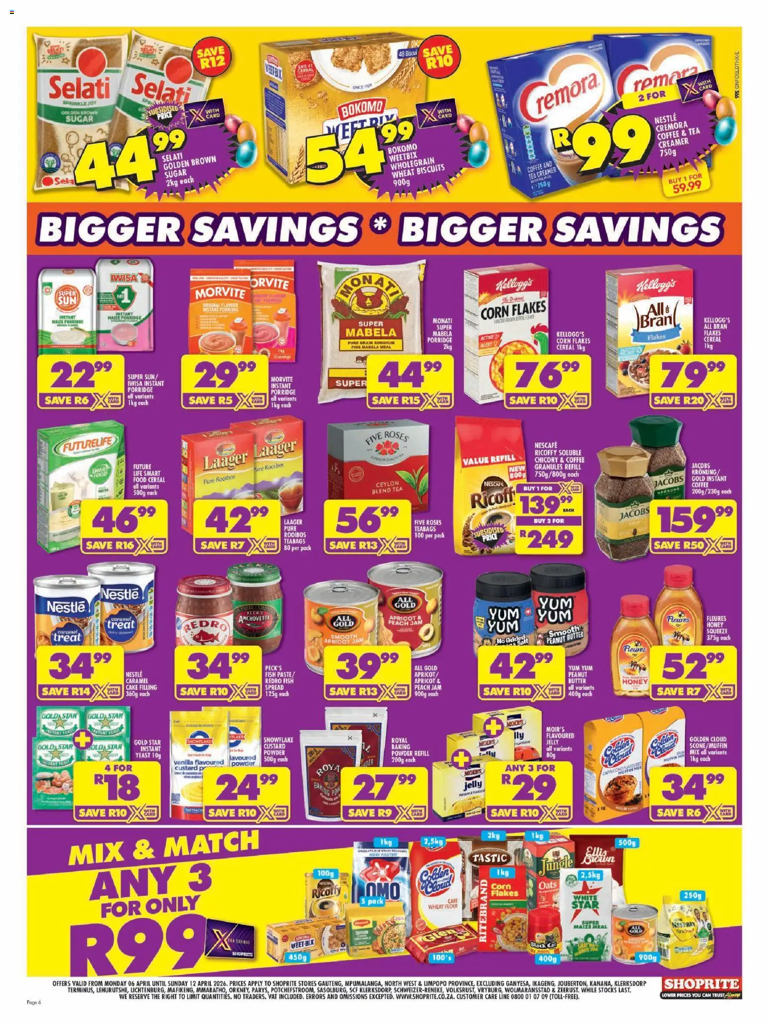 New Shoprite catalogue – valid from 06.04.2026 | Page: 6 | Products: Flour, Maize meal, Salt, Estuche organizador de viaje