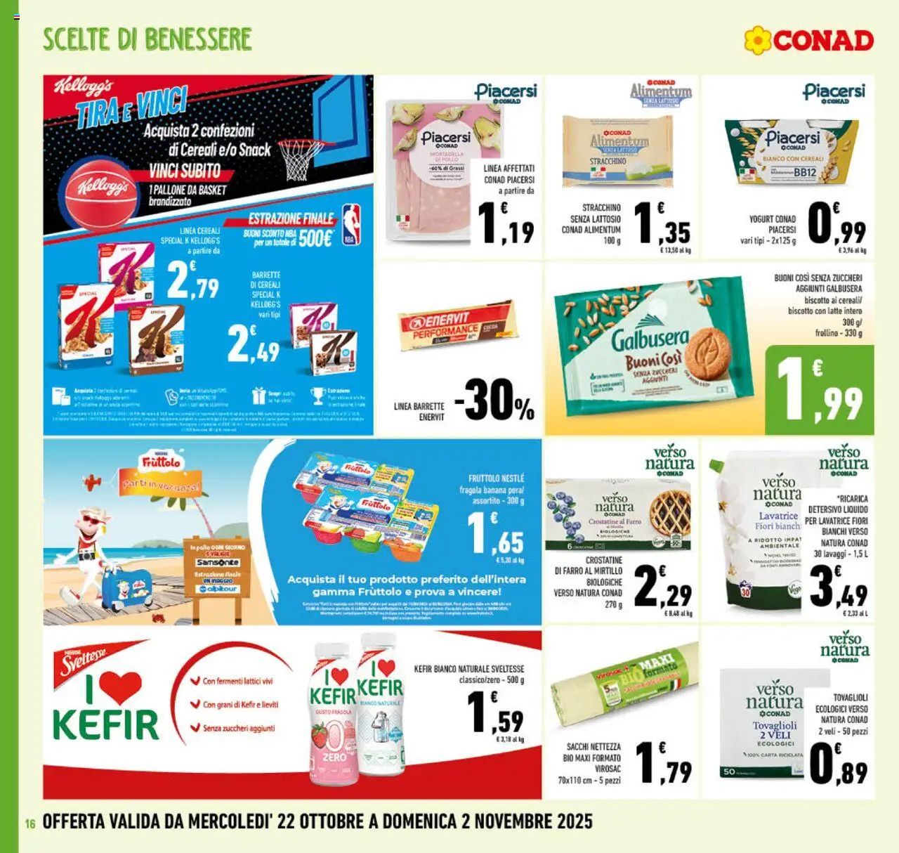 Volantino Conad del 22.10.2025 | Pagina: 16 | Prodotti: Pallone, Lavatrice, Mortadella, Farro