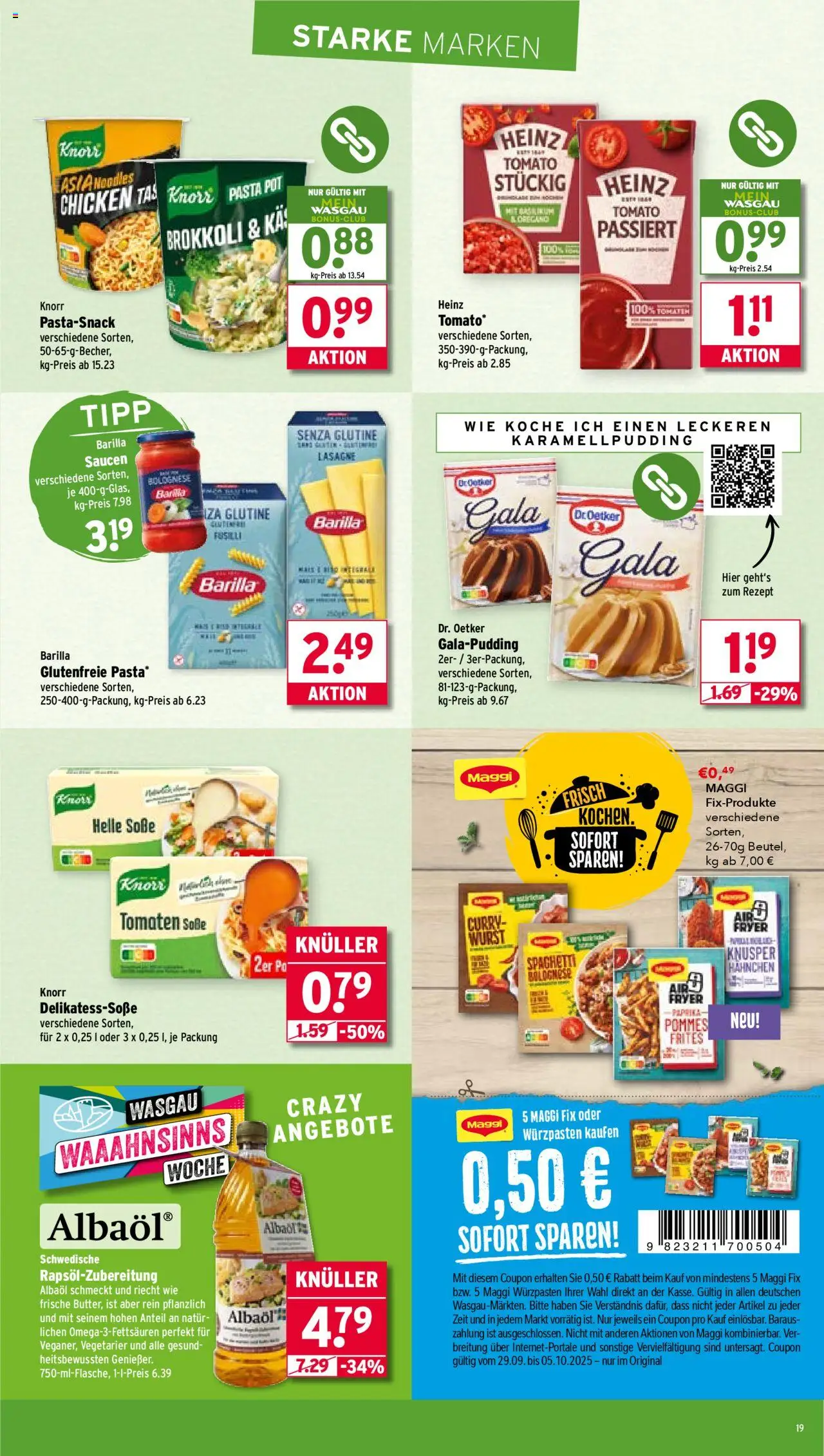 Wasgau Prospekt 	 – gültig ab 29.09.2025 | Seite: 19 | Produkte: Hahnchen, Soße, Brokkoli, Maggi fix