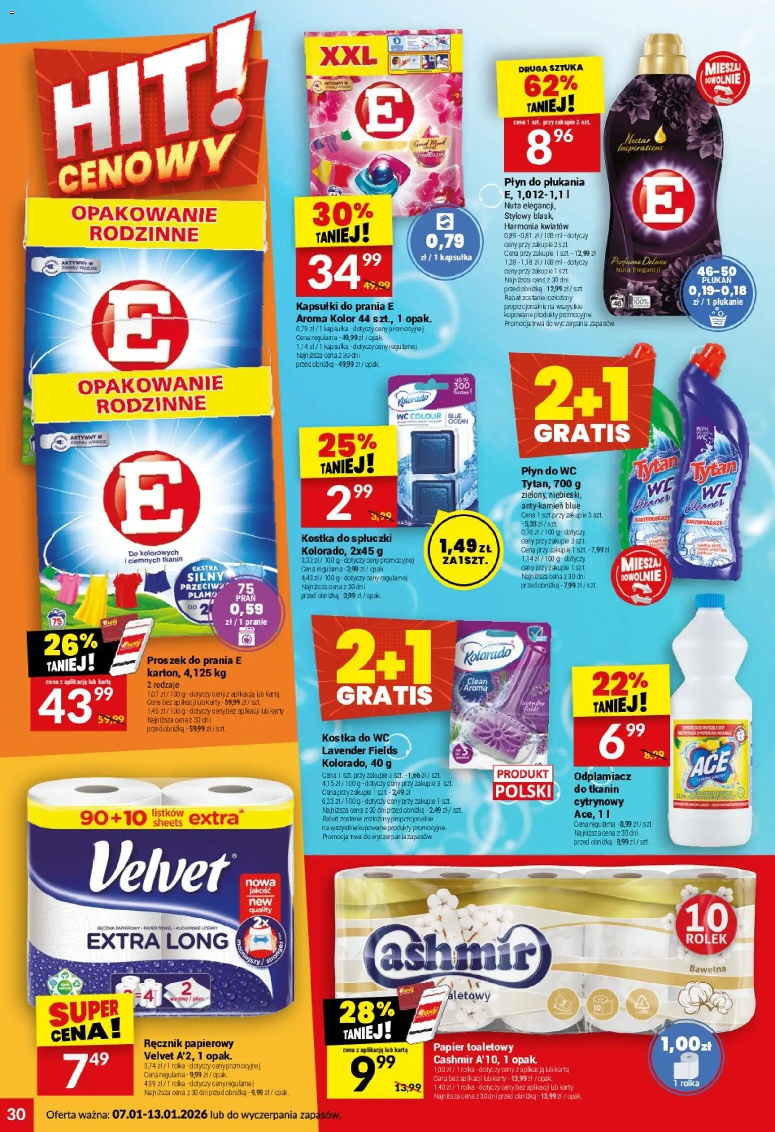 Twój Market Gazetka od 07.01.2026 | Strona: 30 | Produkty: Karta, Papier toaletowy, Kapsułki do prania, Ręcznik papierowy