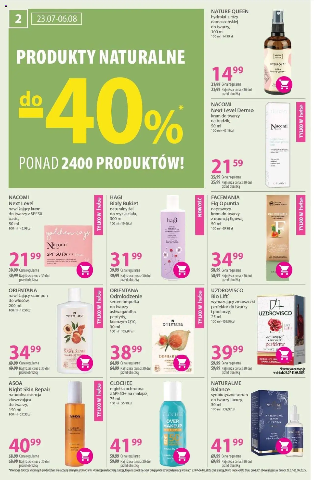 Hebe Gazetka od 23.07.2025 | Strona: 2 | Produkty: Makijaż, Krem do twarzy, Serum do twarzy, Hydrolat