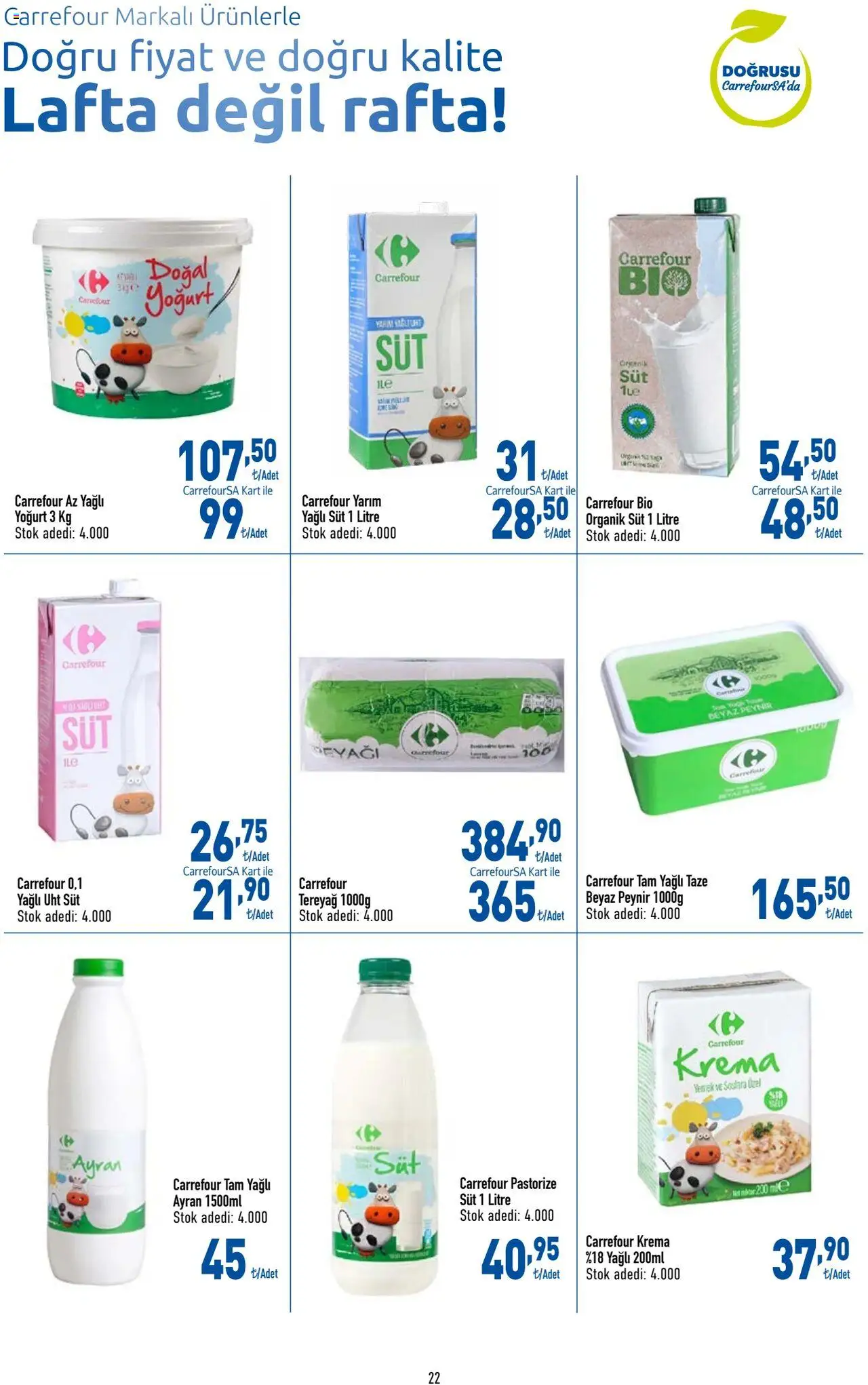 CarrefourSA Katalog - 09.10.2025 tarihinden itibaren geçerlidir | Sayfa: 22 | Ürünler: Süt, Peynir, Yoğurt, Krema