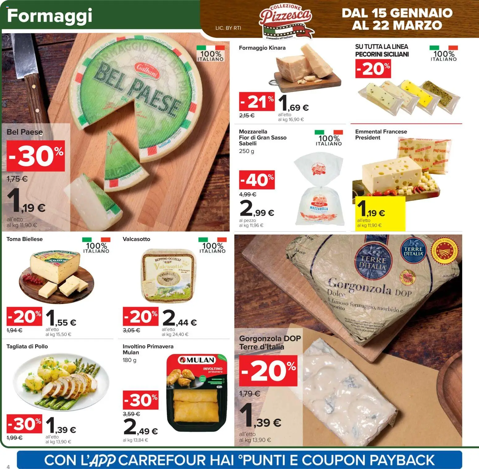 Volantino Carrefour del 27.01.2026 | Pagina: 4 | Prodotti: Pollo, Mozzarella, Latte, Formaggio